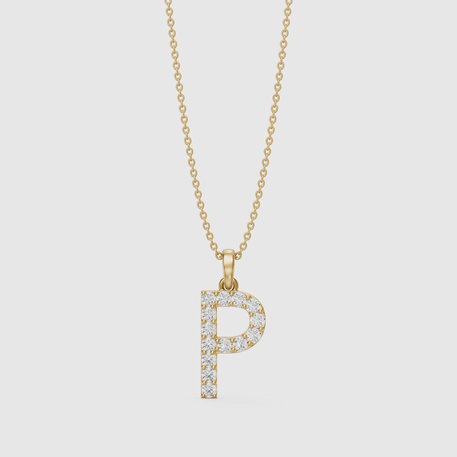Load video: Fallon Lab Grown Diamond P Initial Pendant Necklace