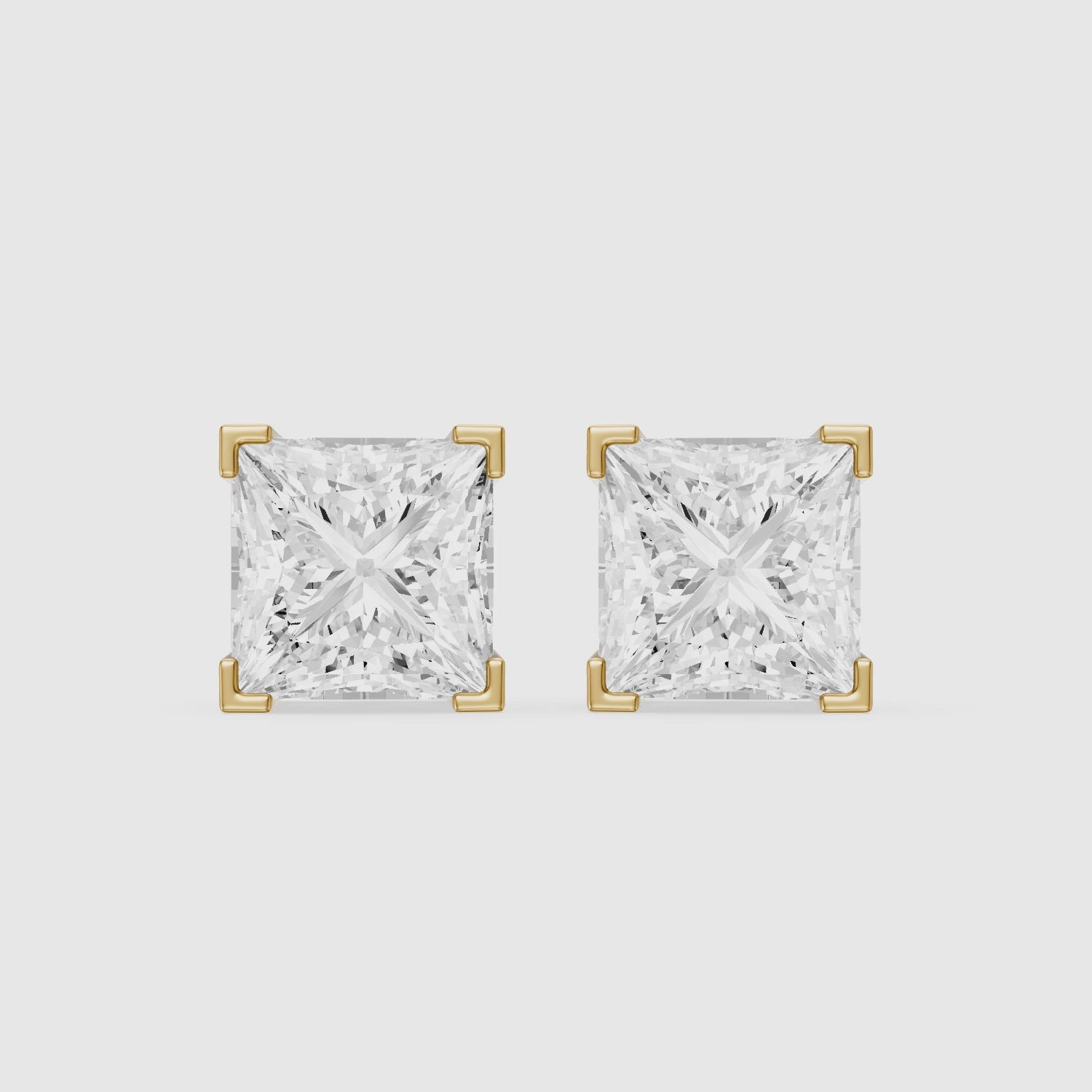 Load video: Vika Princess Cut Lab Grown Diamond Filigree Scroll Stud Earrings