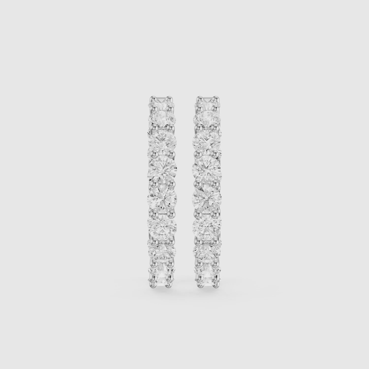 Load video: Maia Round Lab Grown Diamond Eternity U-Prong Hoop Earrings