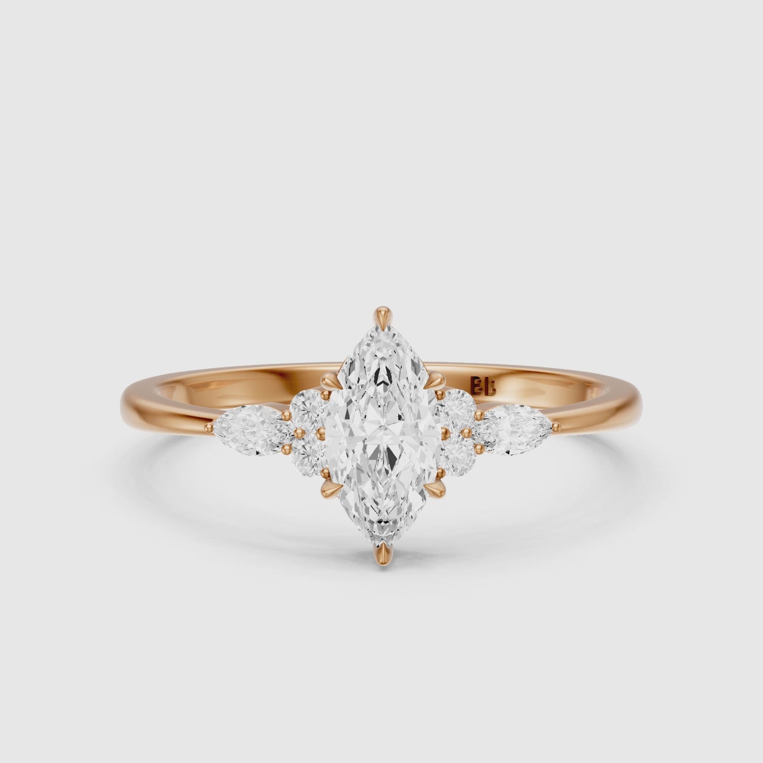 Load video: Payten Marquise Cut Side Stone Vintage Inspired Moissanite Diamond Ring