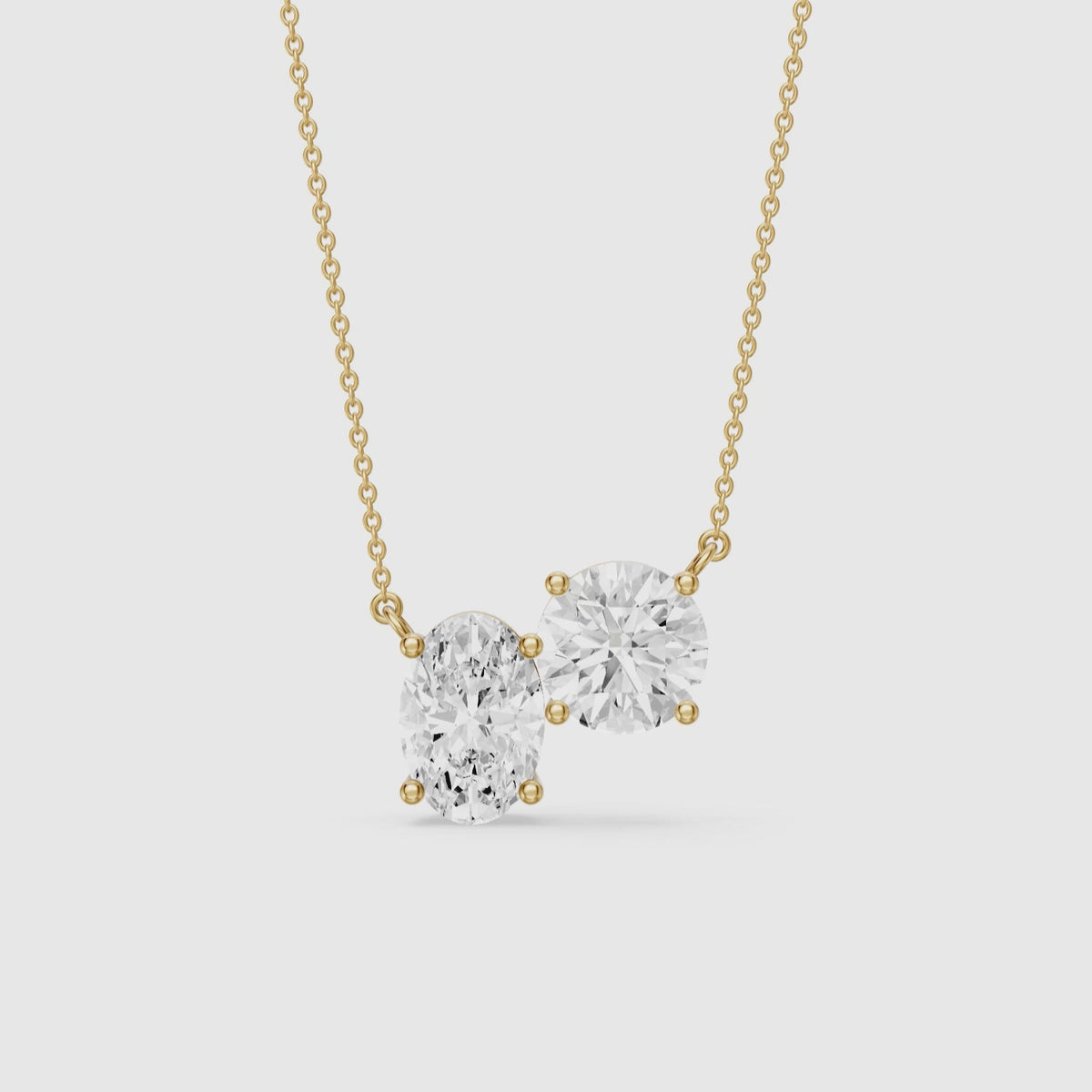 Load video: Alessia Oval and Round Lab Grown Diamond Toi Et Moi Pendant