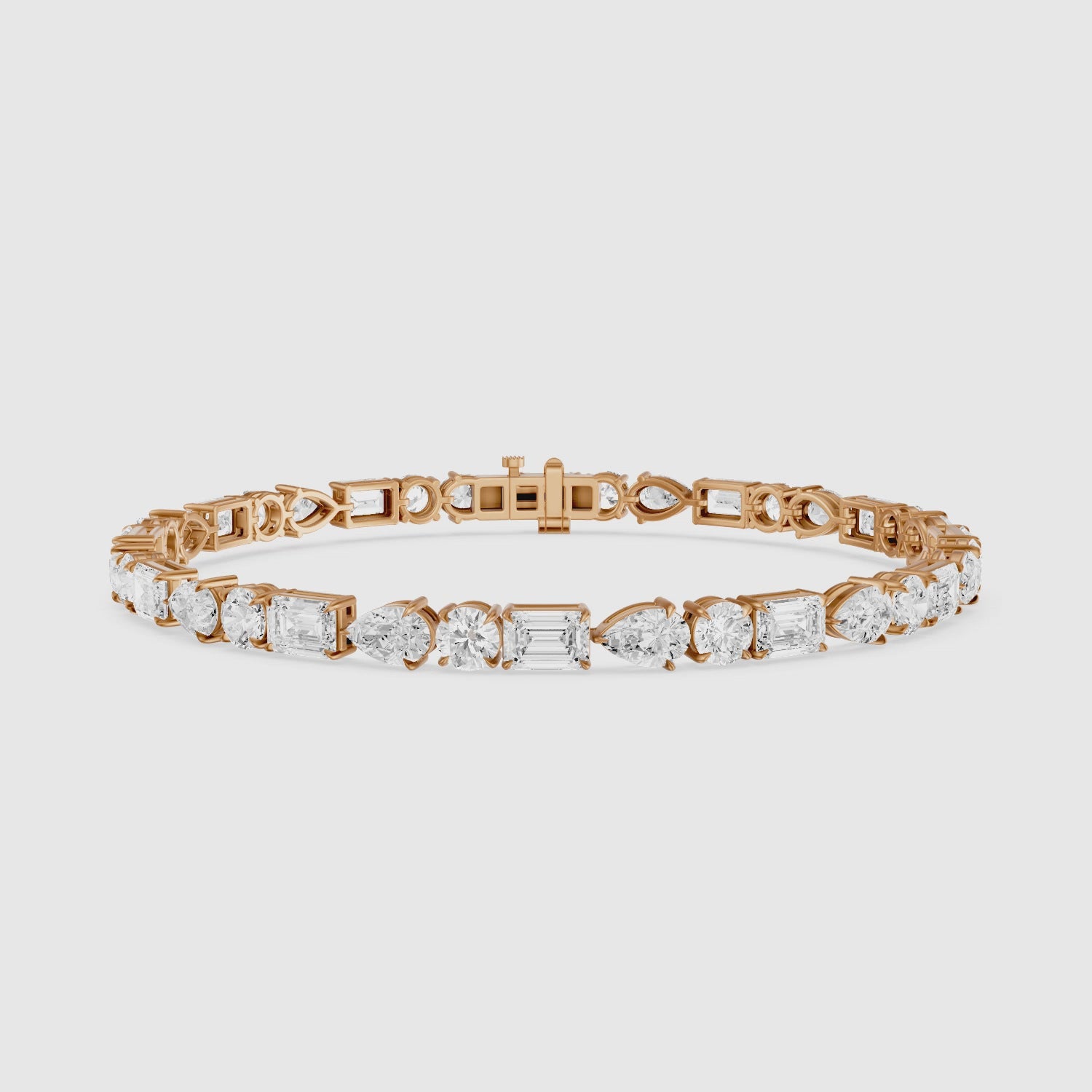 Load video: Kailene Pear, Round and Emerald Cut Lab Grown Diamond Tennis Bracelet