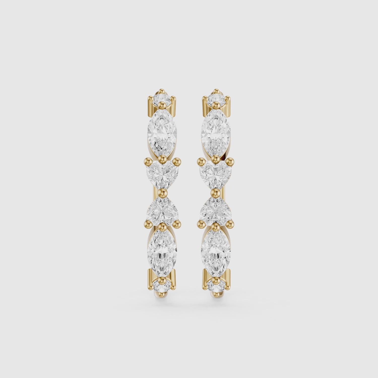 Load video: Eveline Multi Shape Lab Grown Diamond Hoop Earrings