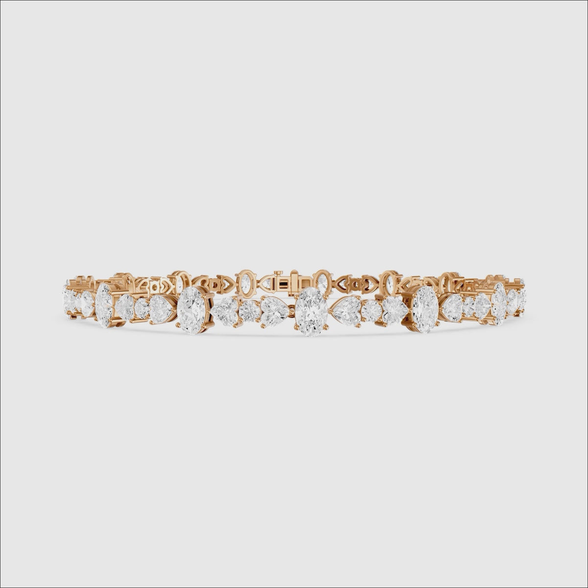 Load video: Kyra Heart, Oval and Round Lab Grown Diamond Tennis Bracelet