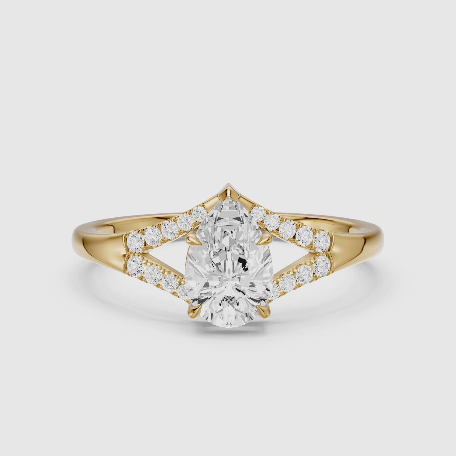 Load video: Emerson Pear Cut Split Shank Lab Grown Diamond Engagement Ring