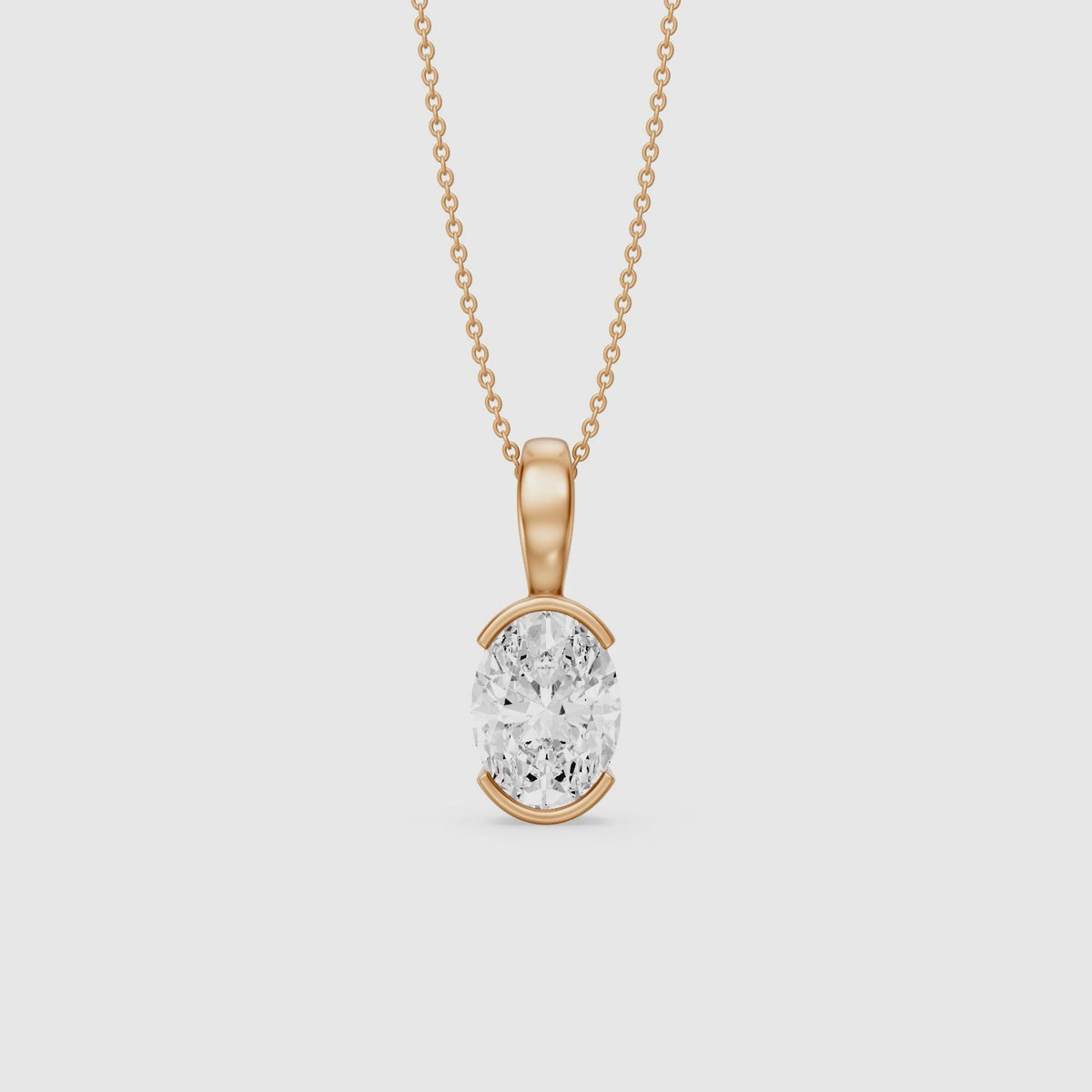 Load video: Matilda Oval Shape Half Bezel Lab Grown Diamond Pendant