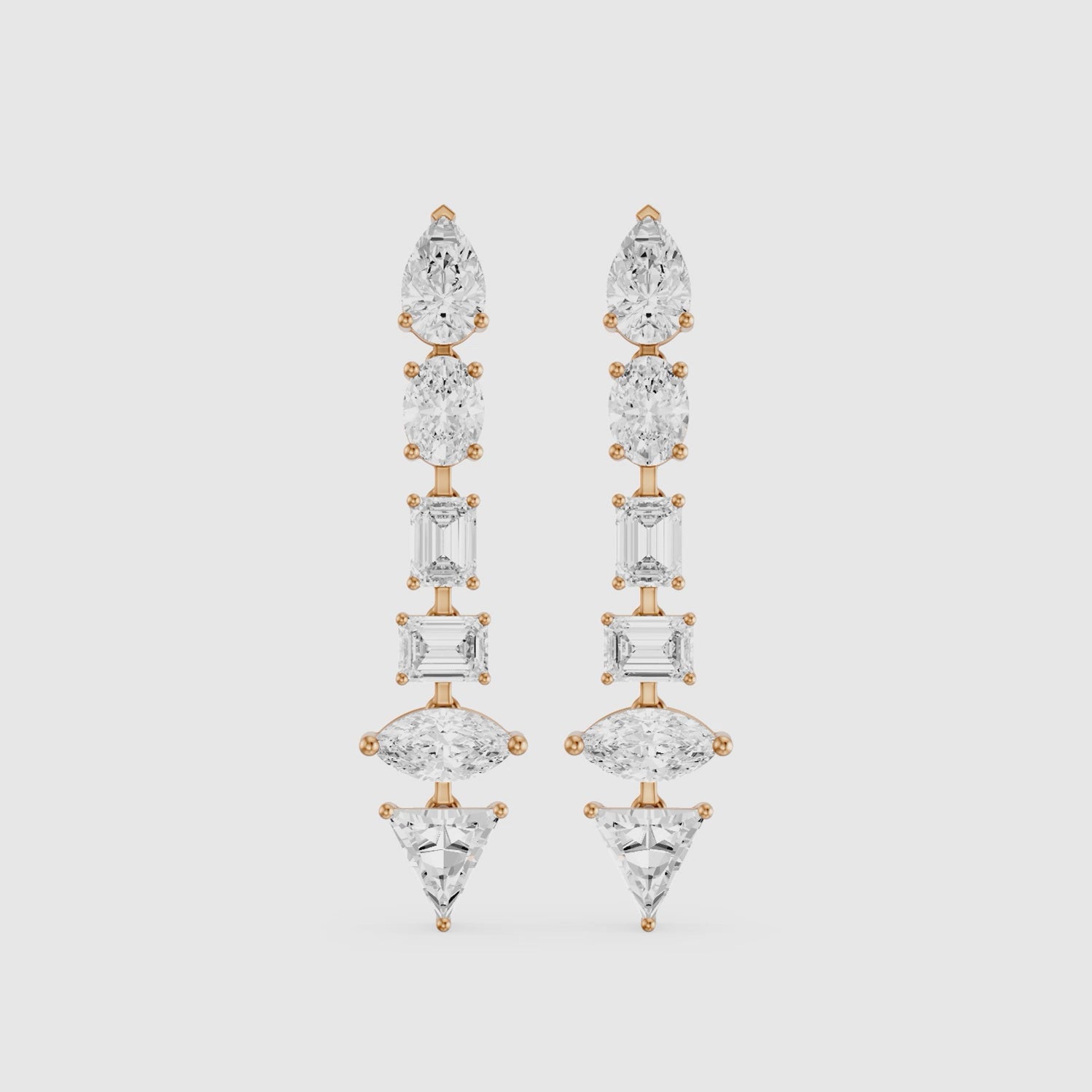 Load video: Dorian Multi Shape Lab Grown Diamond Linear Drop Earrings