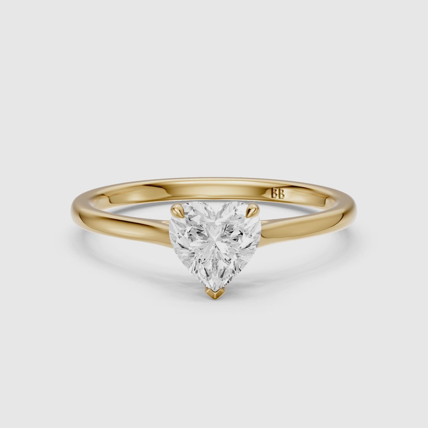 Load video: Briana Heart Shaped Solitaire Cathedral Style Lab Grown Diamond Ring