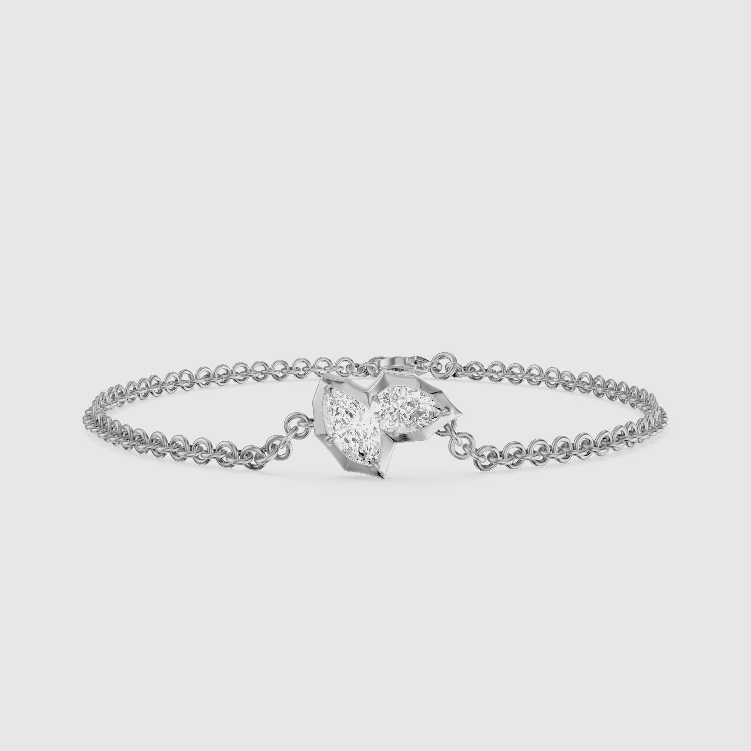 Load video: Sally Marquise and Pear Lab Grown Diamond Toi et Moi Bracelet
