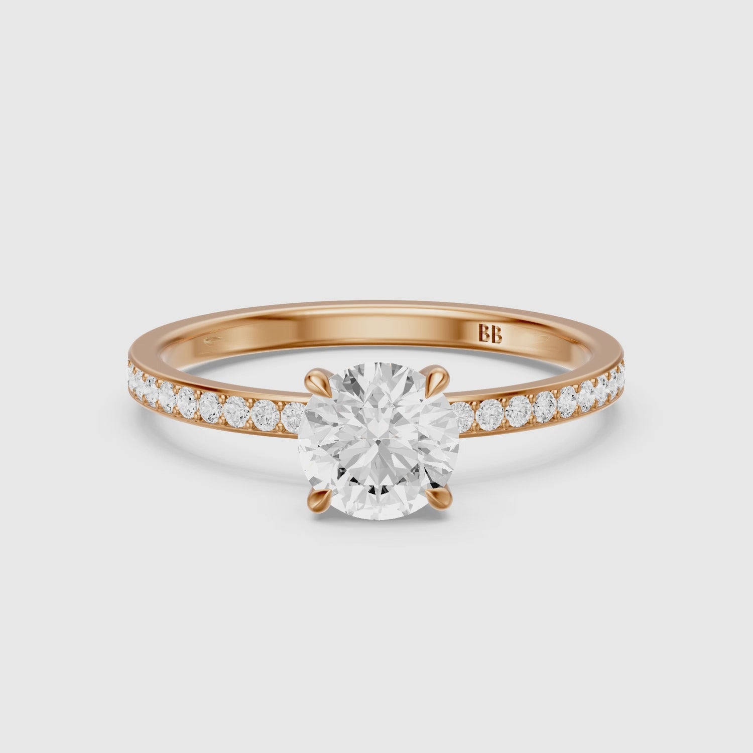 Load video: Mariel Round Cut Hidden Halo Channel Set Moissanite Diamond Ring