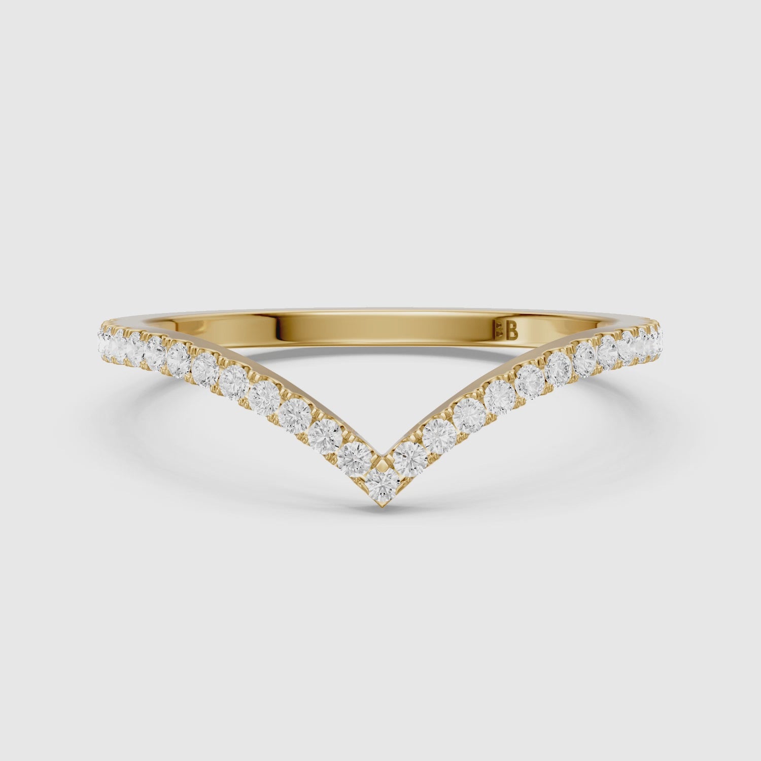 Load video: Blair Chevron Style Round Lab Grown Diamond Stackable Band