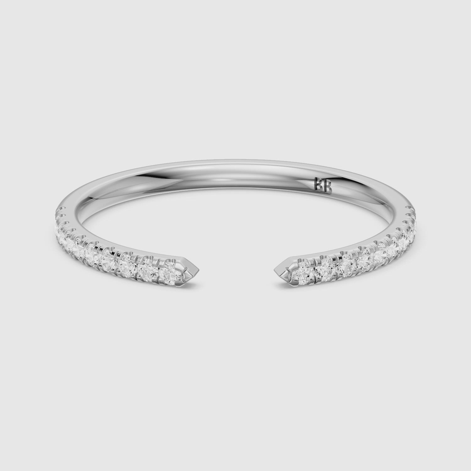 Load video: Beyonce Open Cuff Lab Grown Diamond Wedding Band