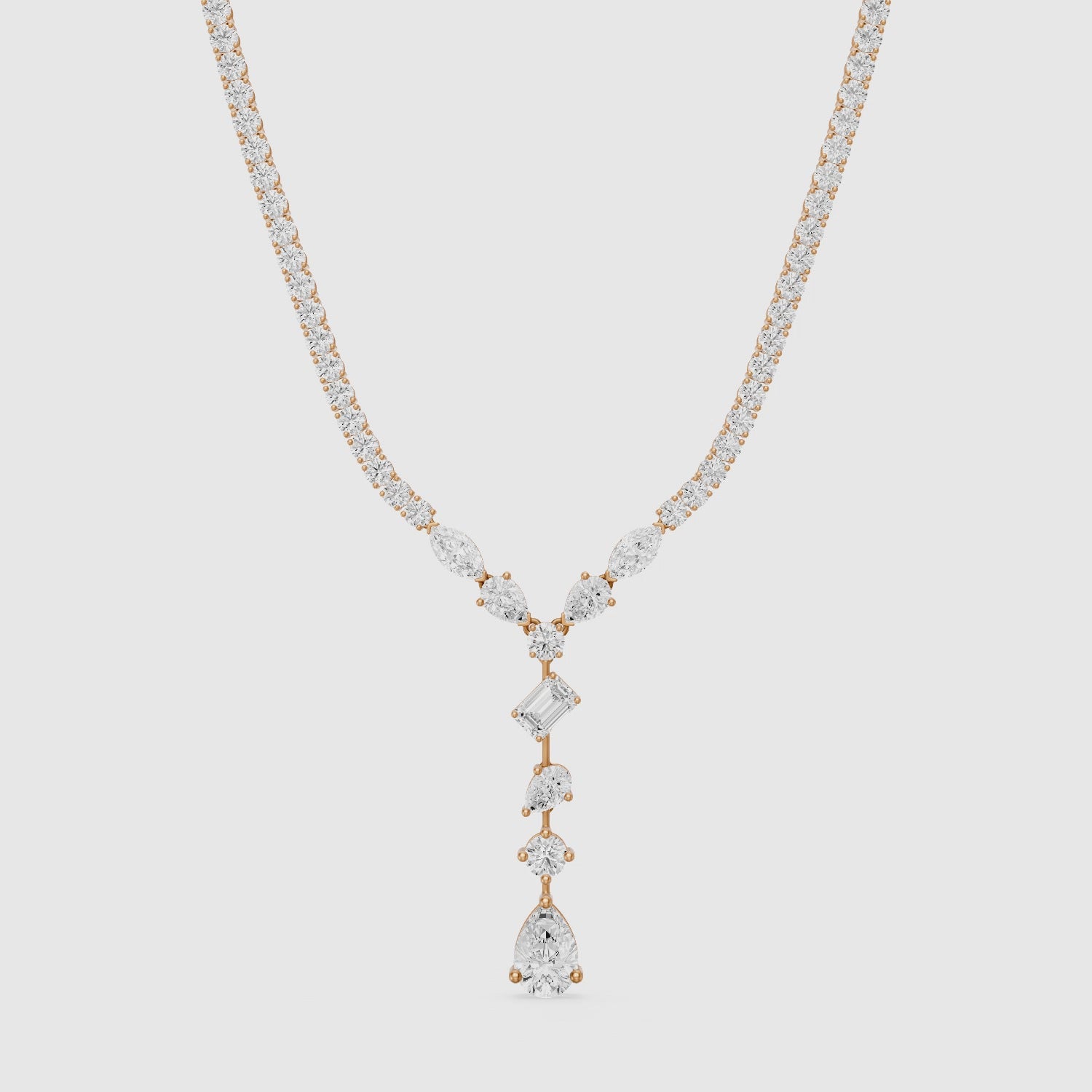 Load video: Yaretzi Pear and Emerald Cut Lab-Diamond Lariat Necklace