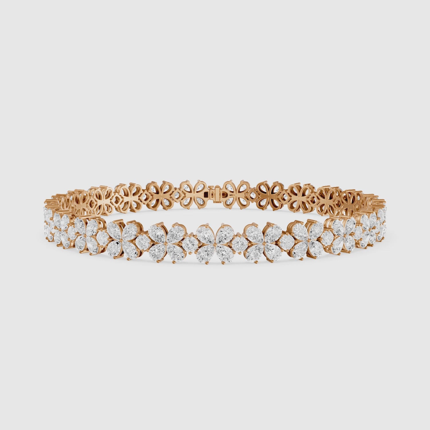 Load video: Cora Pear and Princess Cut Floral Lab Grown Diamond Tennis Bracelet
