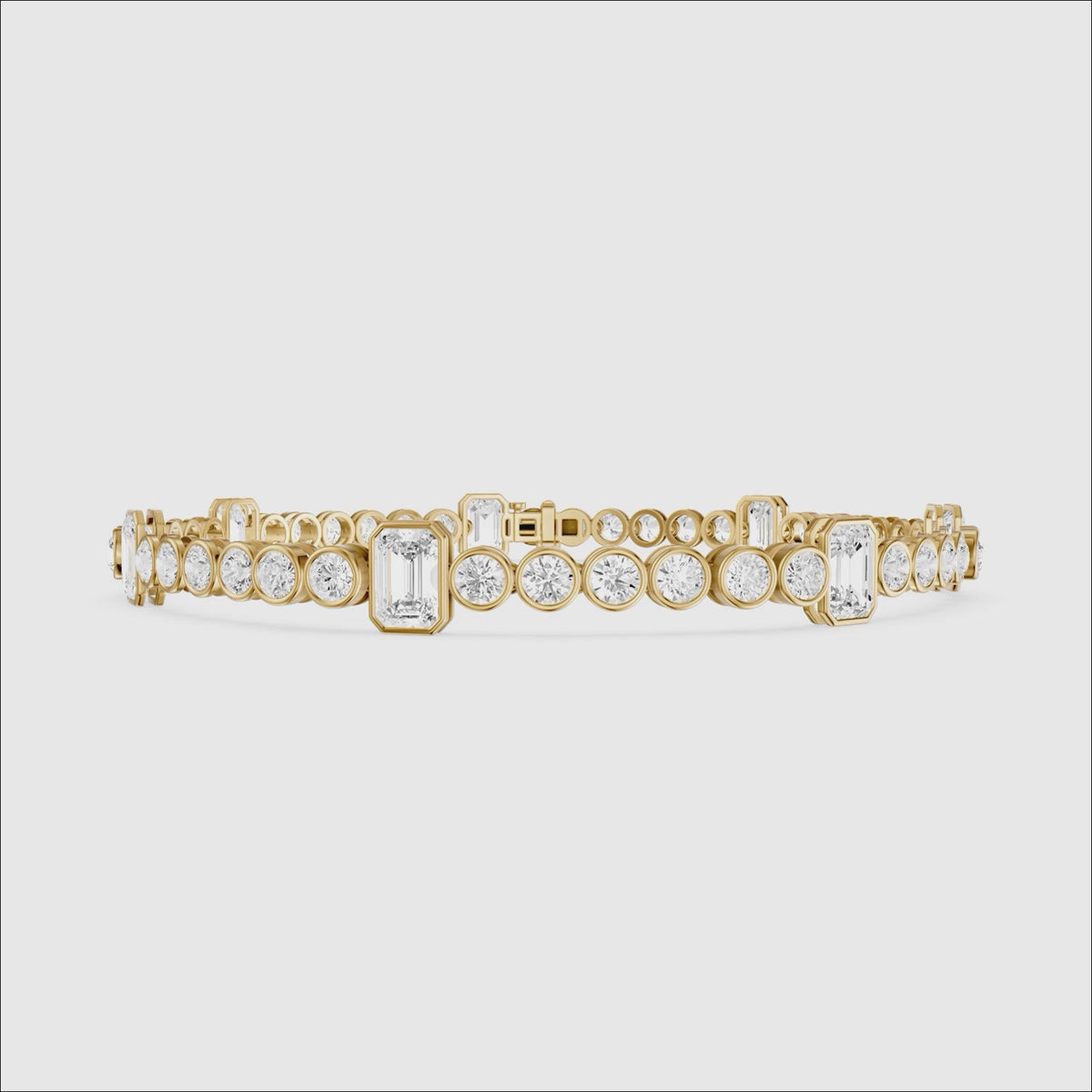 Load video: Daisy Emerald Cut and Round Lab Grown Diamond Station Tennis Bracelet