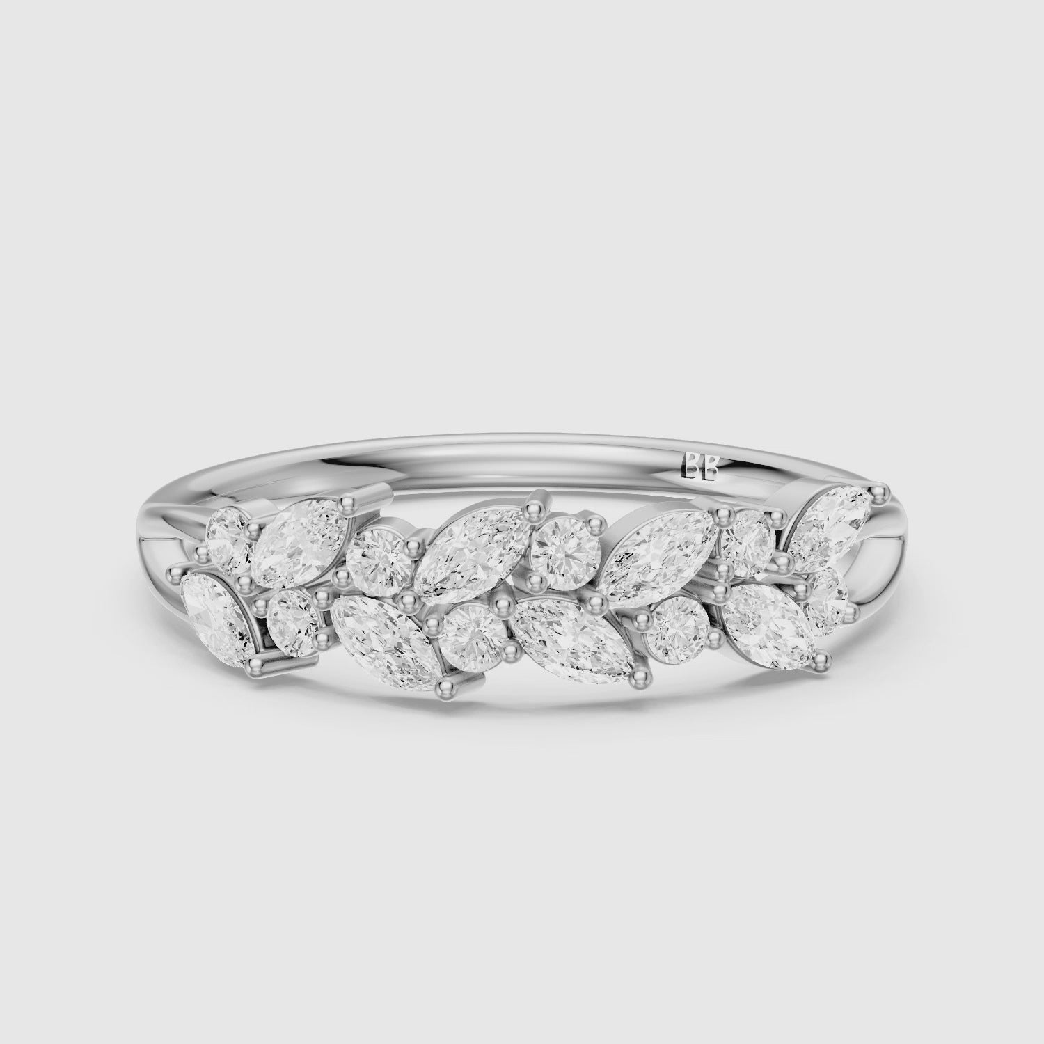 Load video: Angelina Marquise Cluster Lab Grown Diamond Anniversary Band