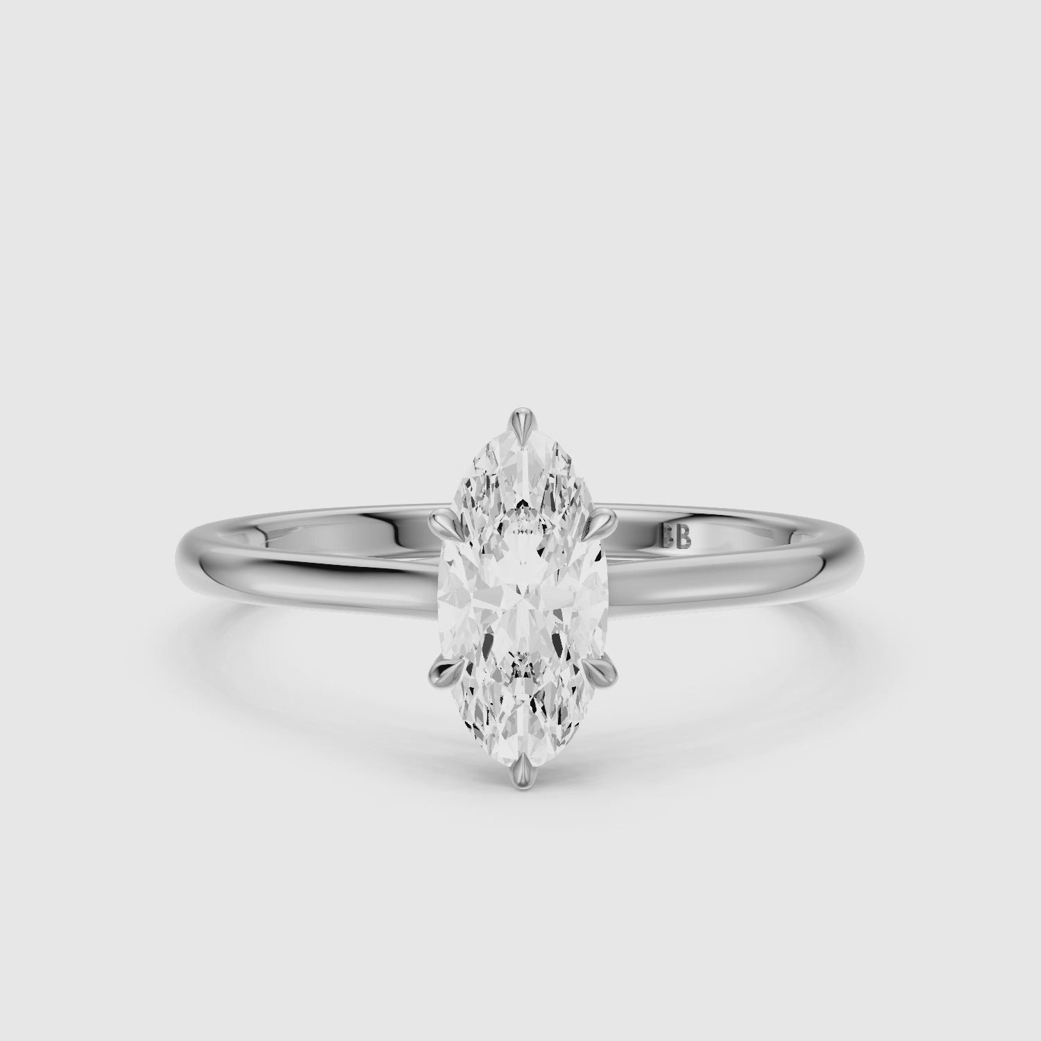 Load video: Jette Moval Cut Moissanite Diamond 6 Prong Solitaire Ring