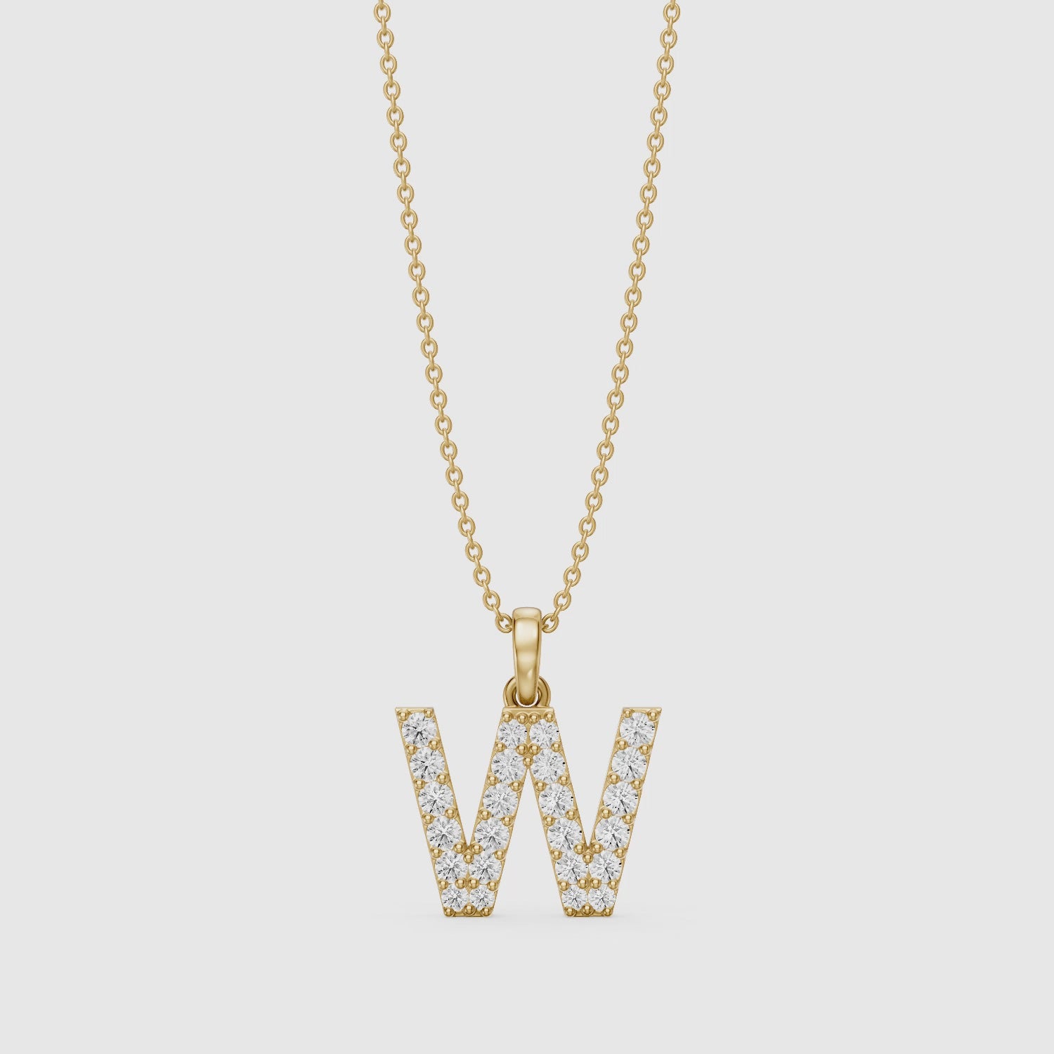 Load video: Maren Lab Grown Diamond W Initial Pendant Necklace