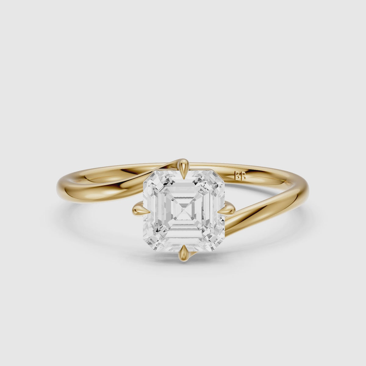 Load video: Oona Asscher Cut Solitaire Bypass Lab Grown Diamond Engagement Ring