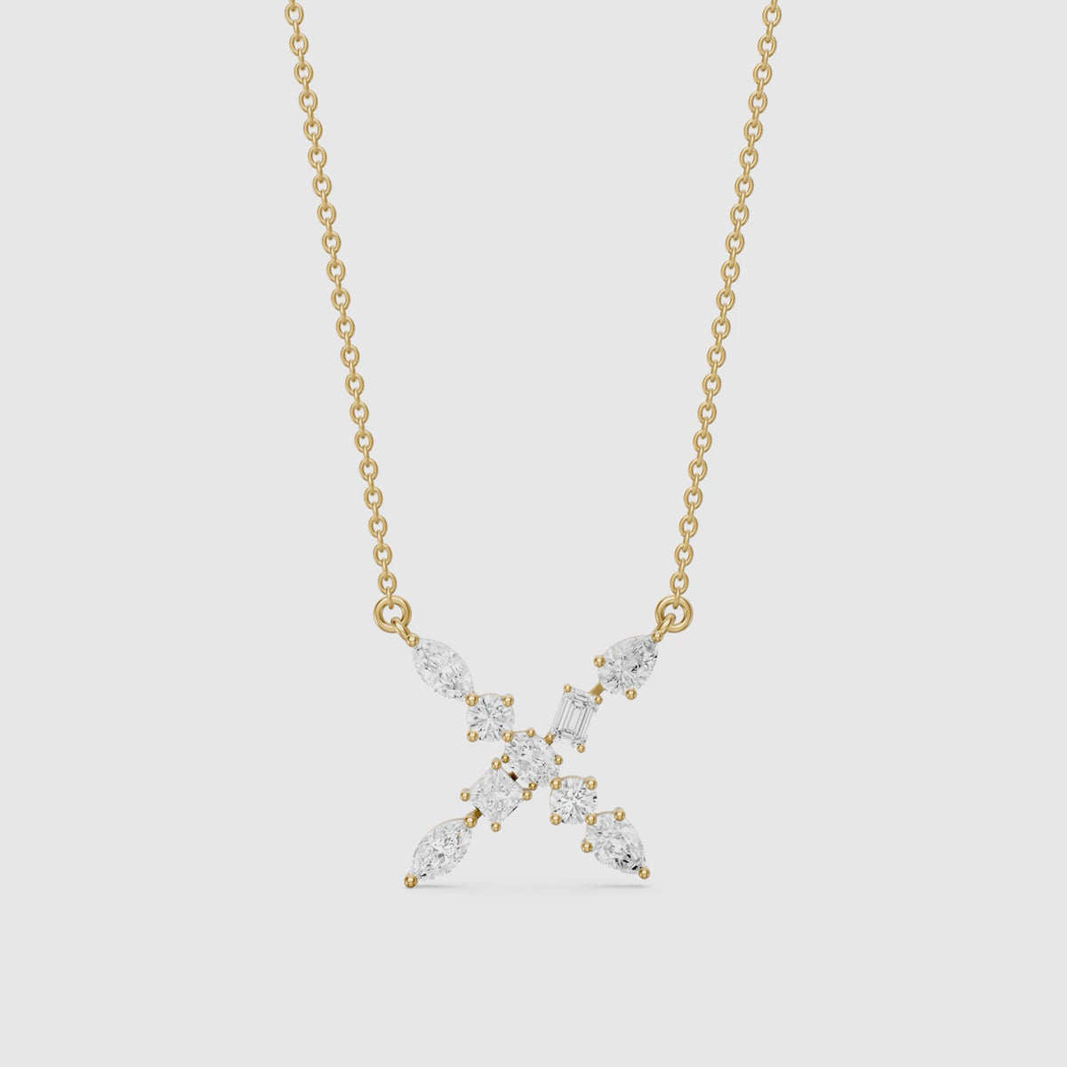 Load video: Sidonie Multi Shape Lab Grown Diamond Initial X Pendant