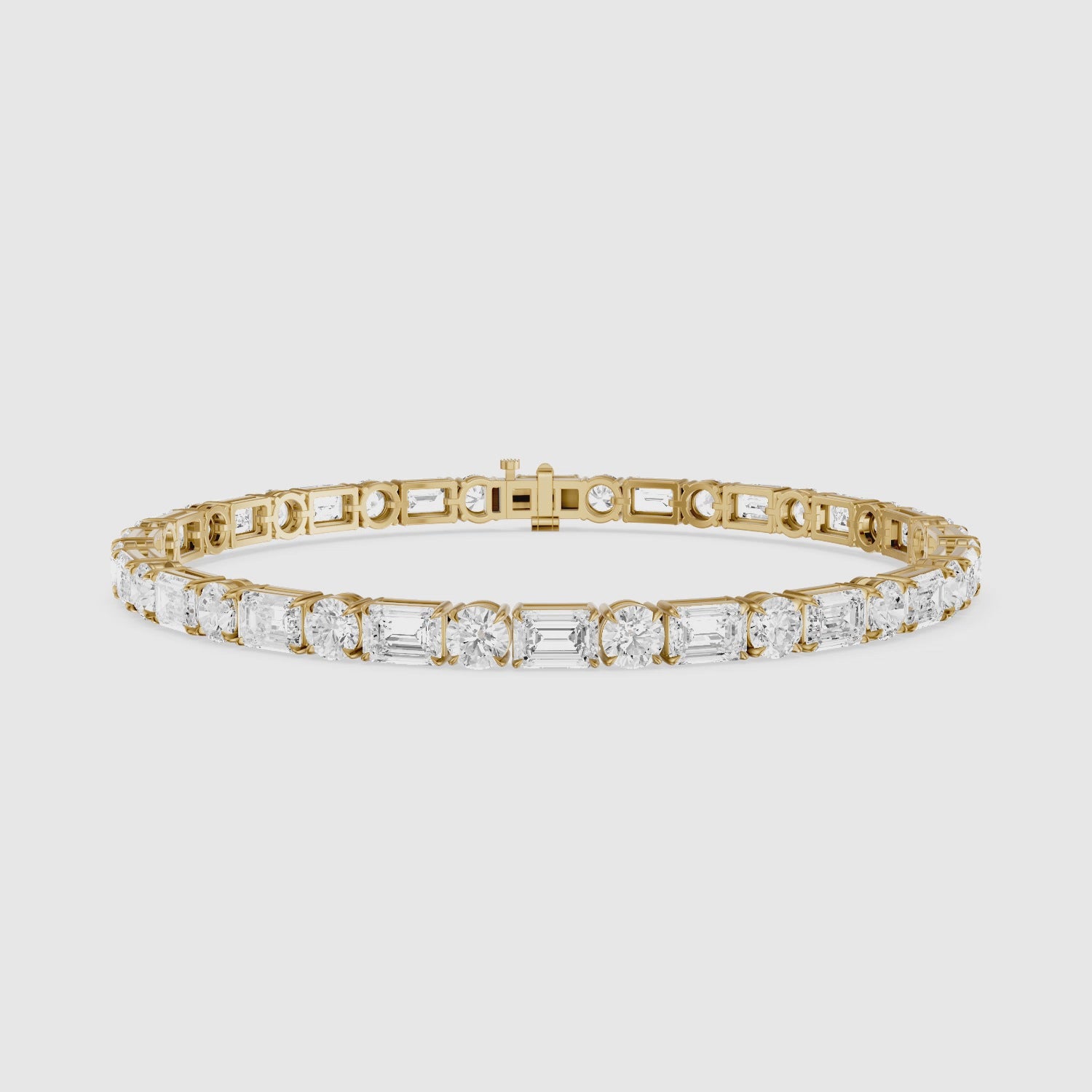 Load video: Mileva Emerald and Round Lab Grown Diamond Tennis Bracelet