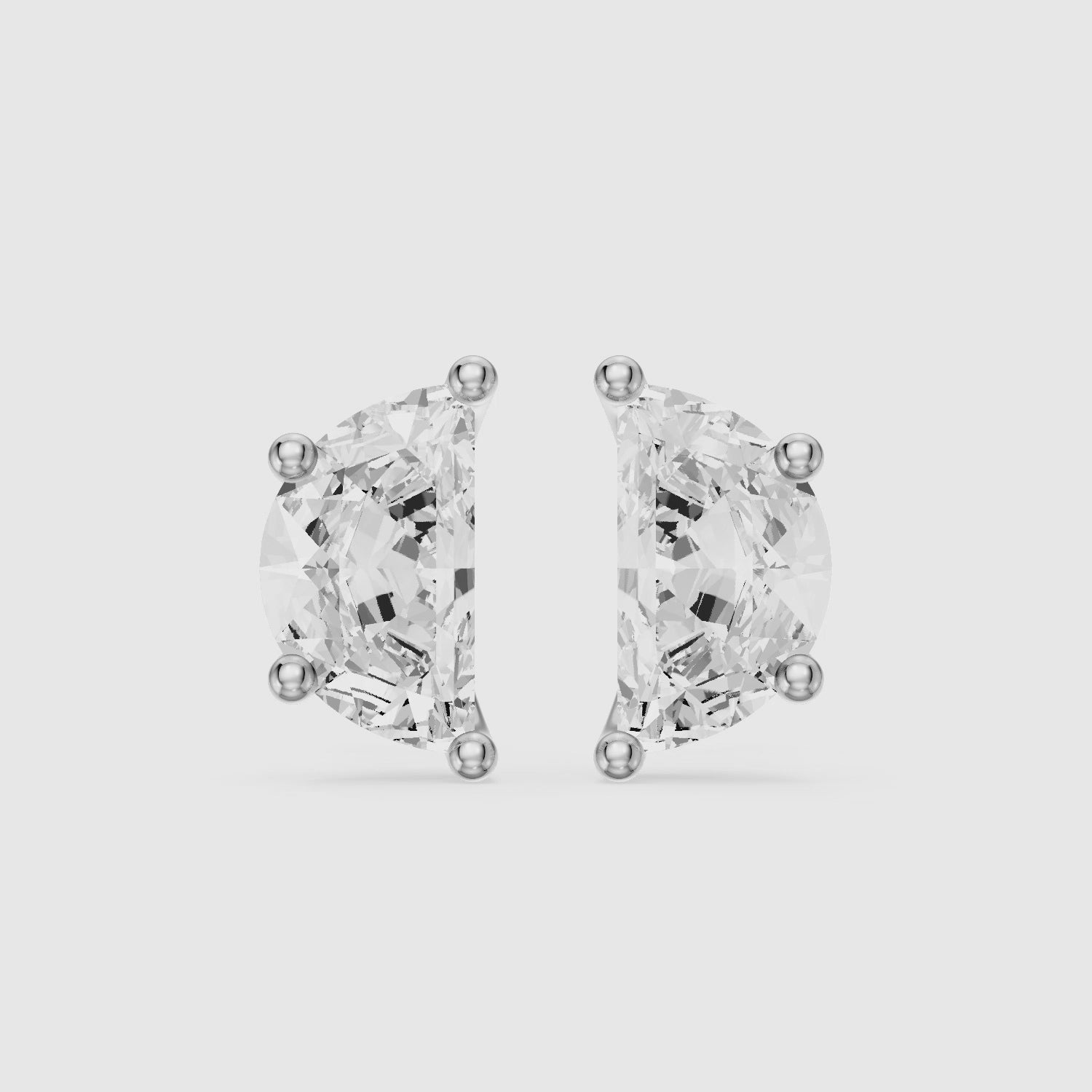 Load video: Verica Half Moon lab grown diamond Solitaire Stud Earrings