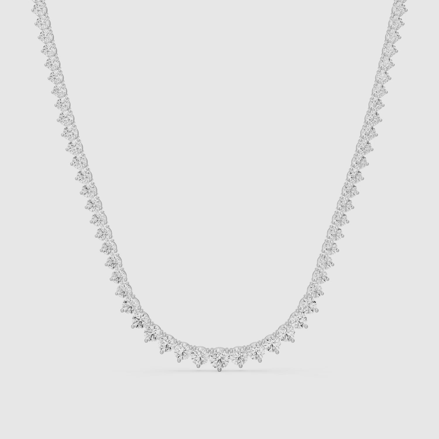 Load video: Felicity Round Cut Lab Grown Diamond Three Prong Tennis Necklace