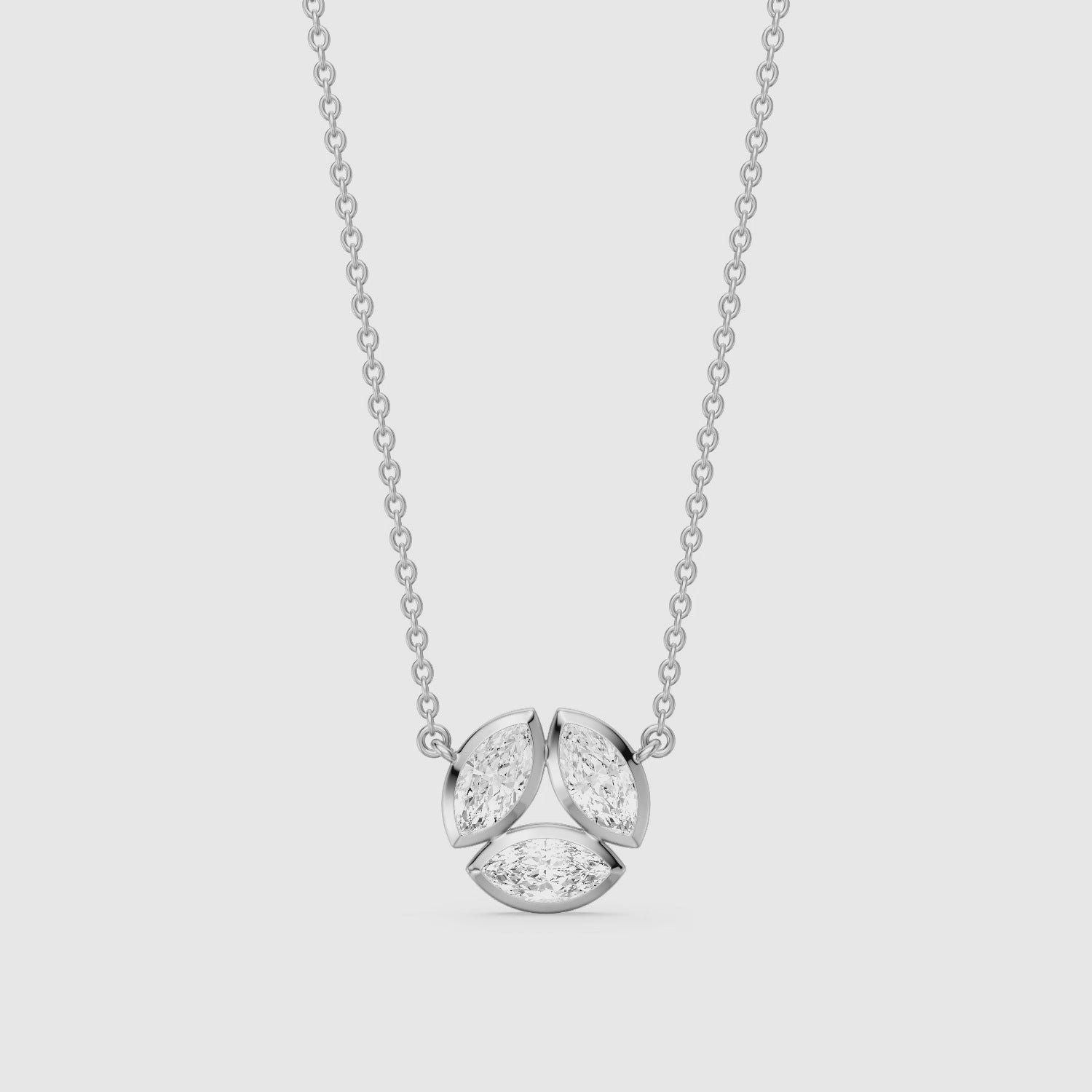 Load video: Georgia Bezel Set Marquise Lab Grown Diamond Cluster Necklace