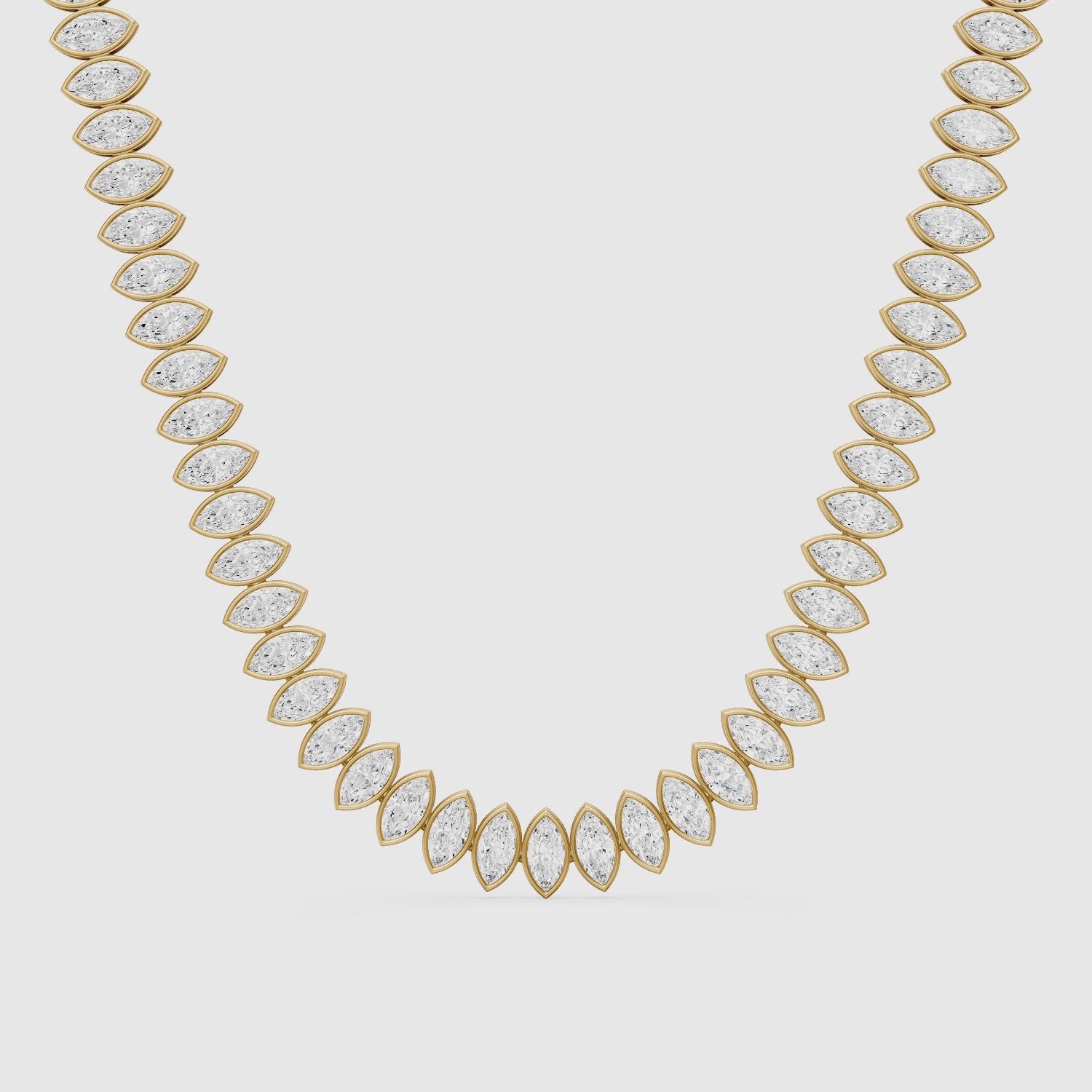 Load video: Presley Marquise Lab Grown Diamond Graduated Bezel Set Tennis Necklace