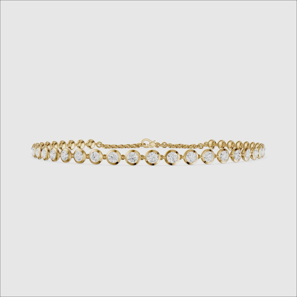 Load video: Cecily 3/4 Coverage Round Lab Grown Diamond Bezel Set Tennis Bracelet