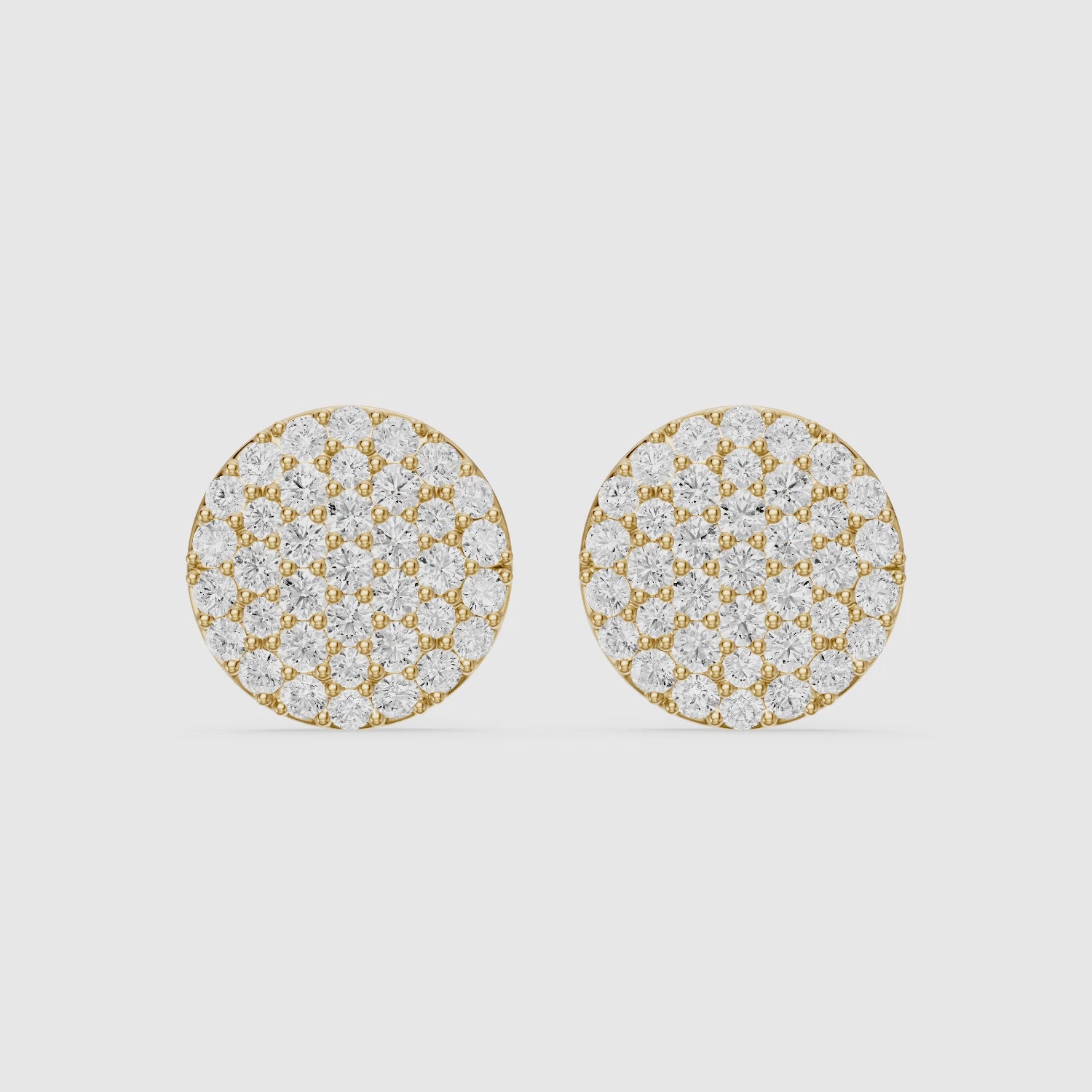 Load video: Rosa Round Cut Lab Grown Diamond Pave Cluster Stud Earrings