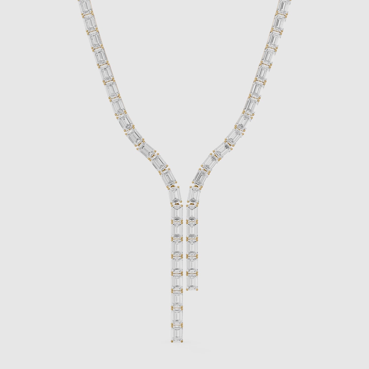 Load video: Adalynn Emerald Lab Grown Diamond Split Tennis Necklace