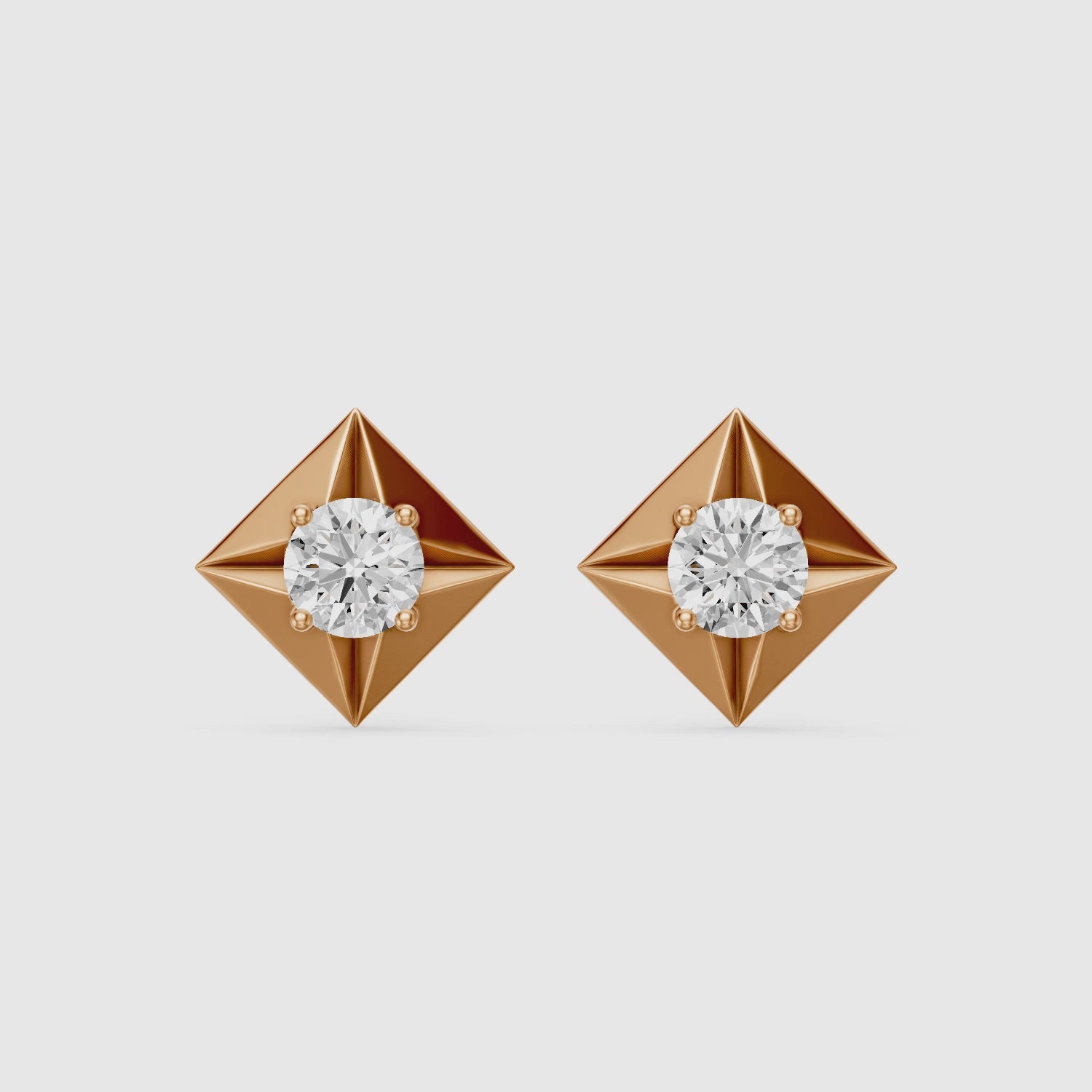 Load video: WilmaRound Cut Lab Grown Diamond Kite Bezel Stud Earrings