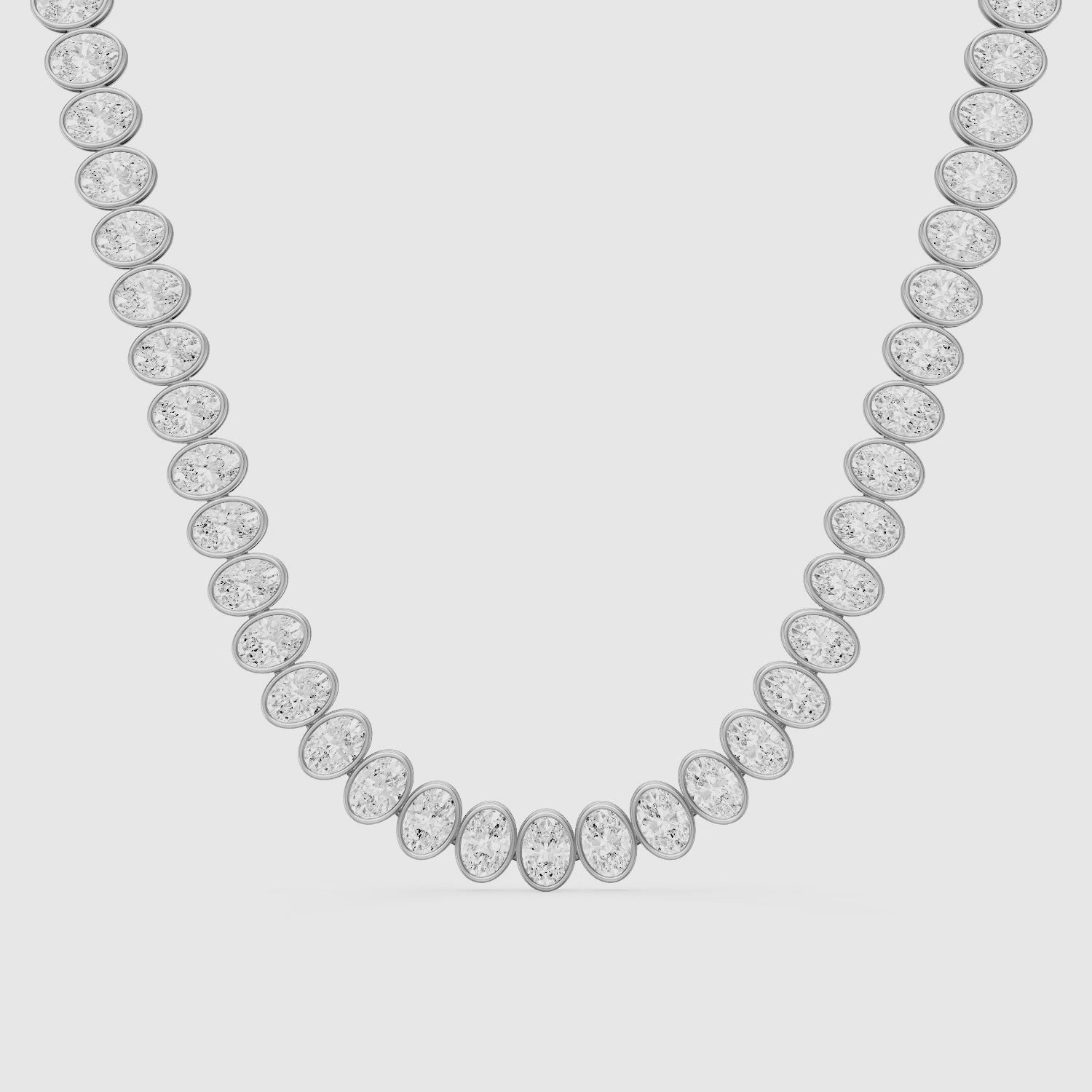 Load video: Melody Oval Lab Grown Diamond Graduated Bezel Set Tennis Necklace