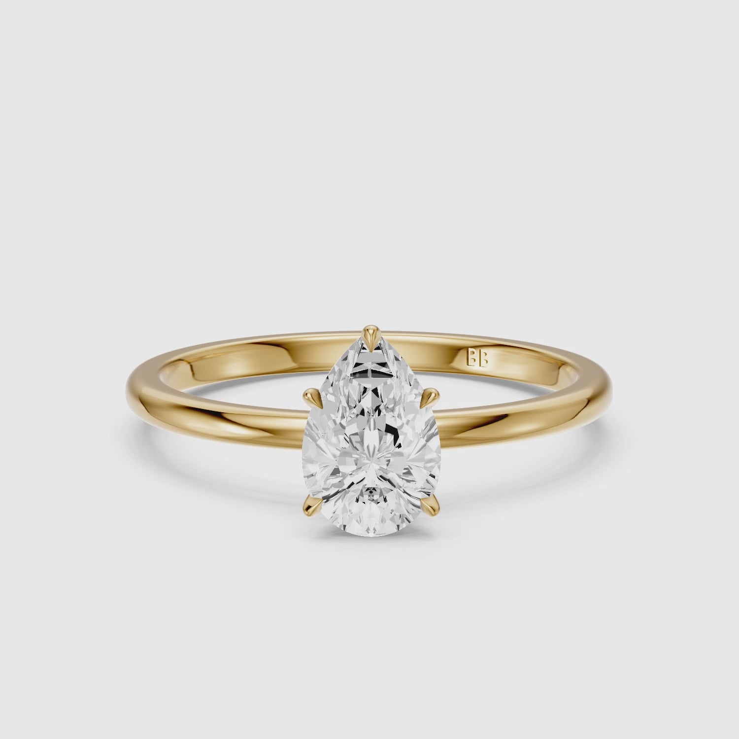 Load video: Kadira 5 Prong Pear Cut Hidden Halo Lab Grown Diamond Ring