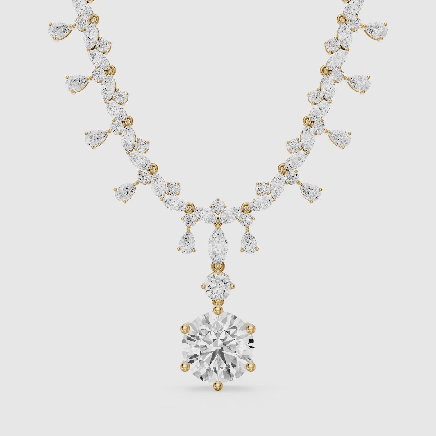 Load video: Valentina Mixed Shape Lab Diamond Necklace with Elegant Drop