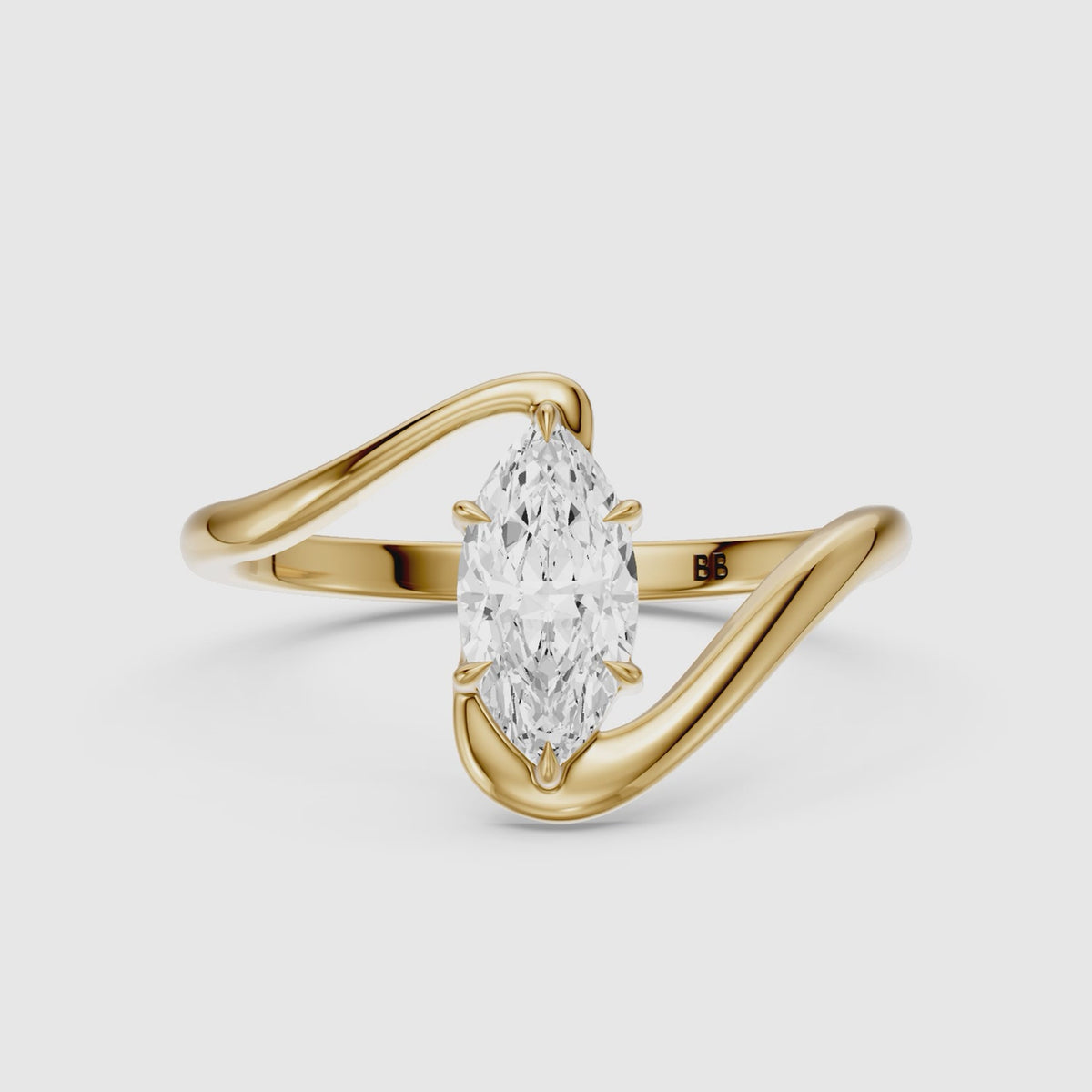 Load video: Juno Marquise 6 Prong Bypass Lab Grown Diamond Engagement Ring