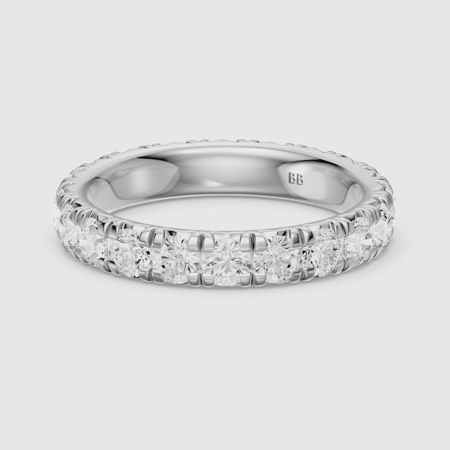 Load video: Emma Round Cut French Pave Lab Grown Diamond Stackable Eternity Band