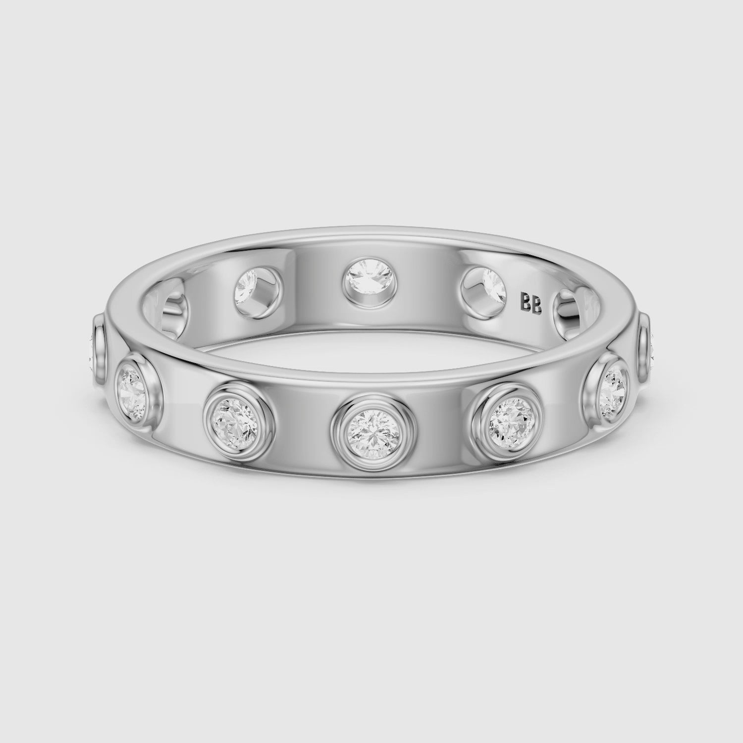 Load video: Orla Round Cut Lab Diamond Flush Set Eternity Band