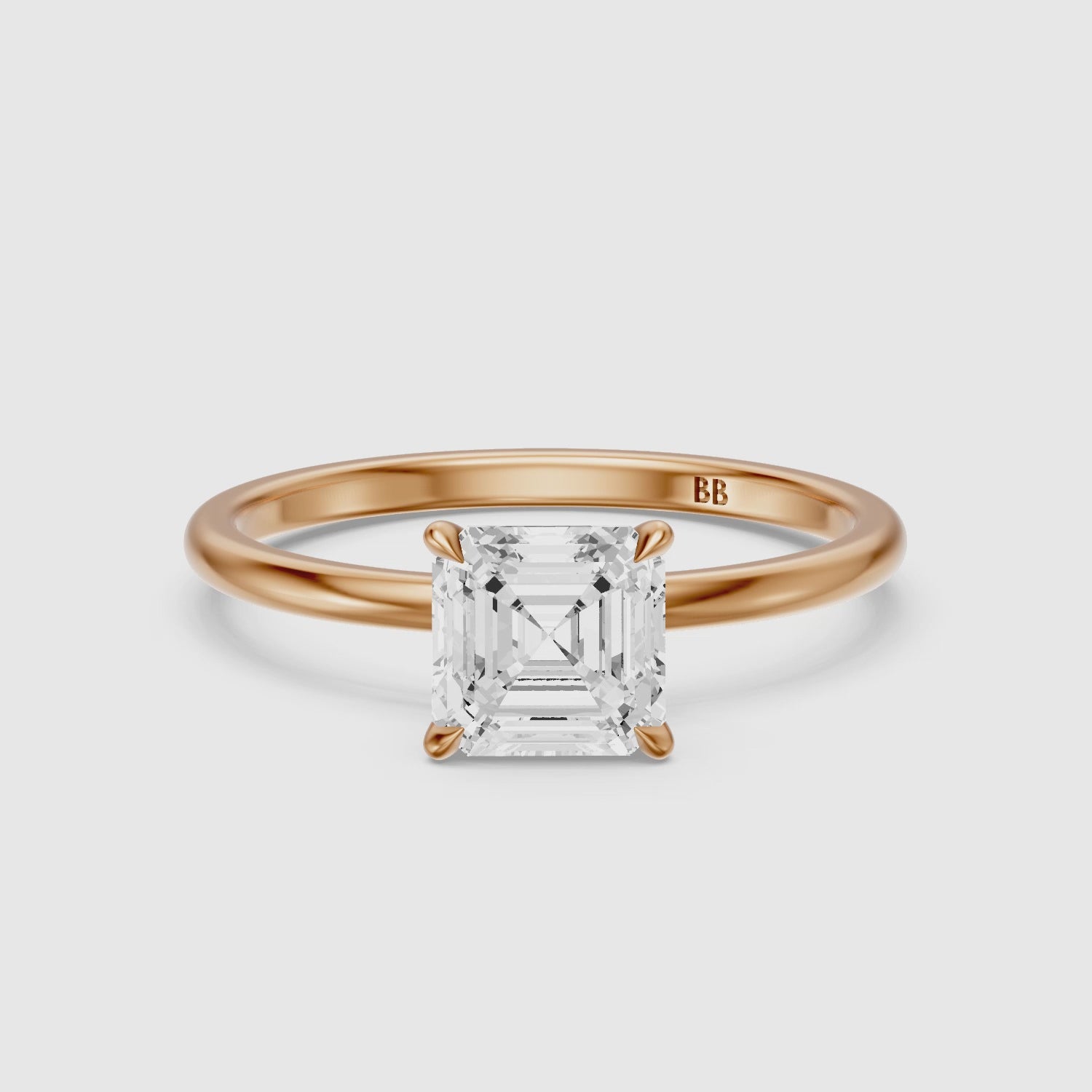 Load video: Blake Asscher Cut Hidden Halo Solitaire Lab Grown Diamond Ring