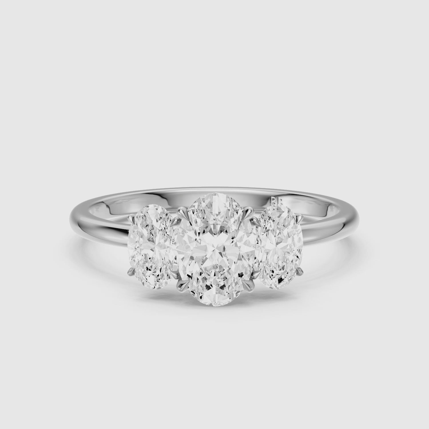Load video: Aurora Oval Cut Three Stone Prong Set Lab Grown Diamond Ring