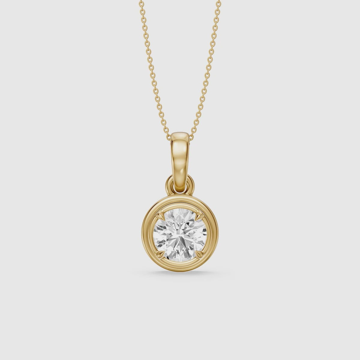 Load video: Kalani Round Lab Grown Diamond Bezel Pendant