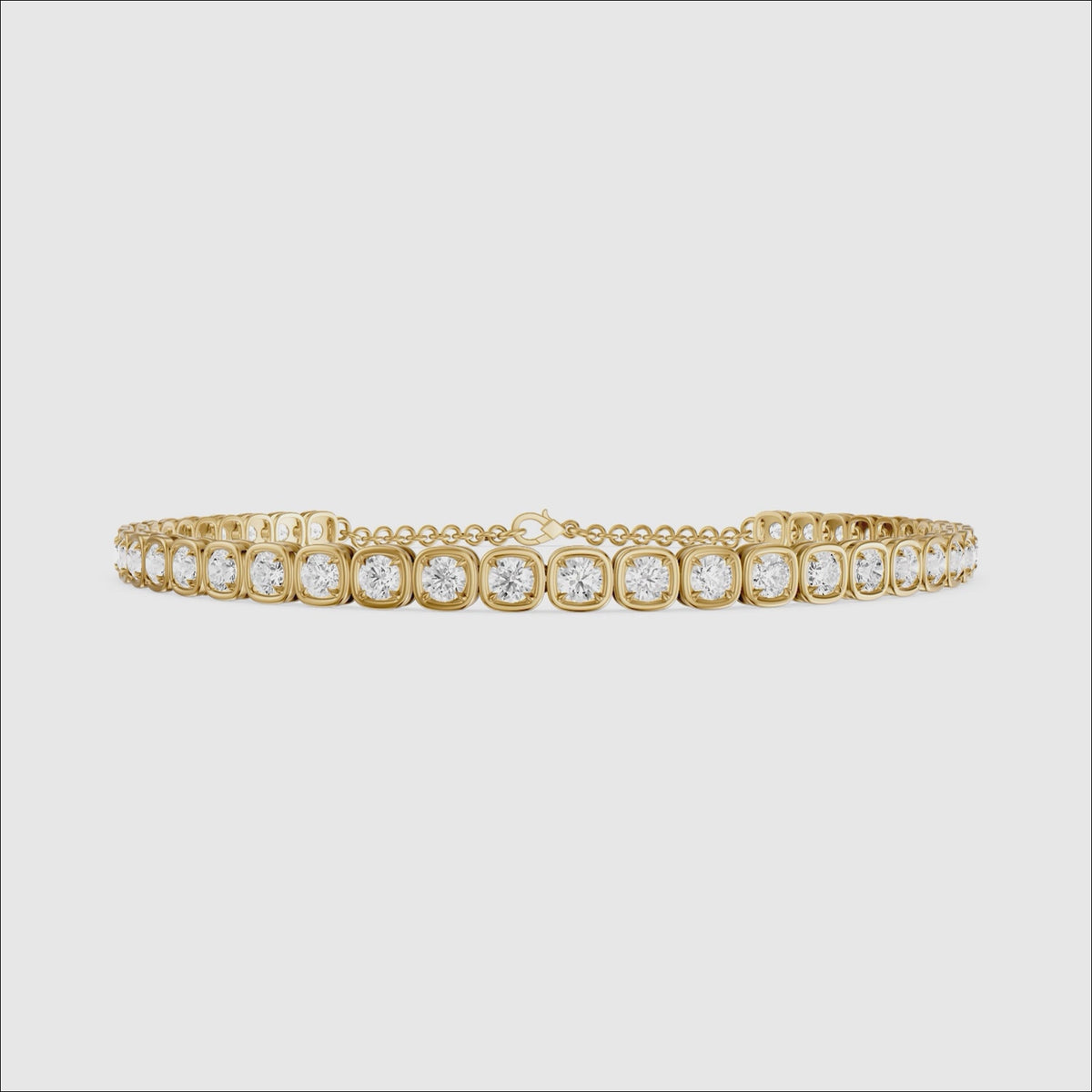 Load video: Cherine Round Lab Grown Diamond Bezel with Prong Tennis Bracelet