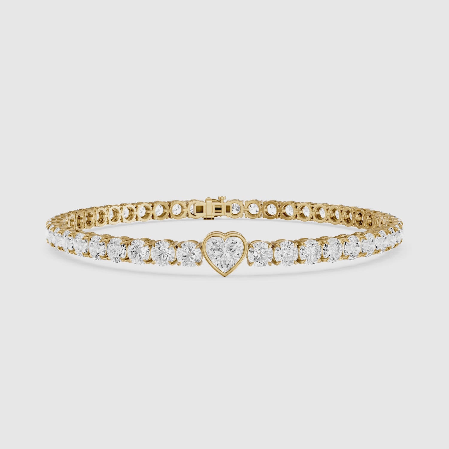 Load video: Juliette Heart Shape and Round Lab Grown Diamond Single Station Tennis Bracelet
