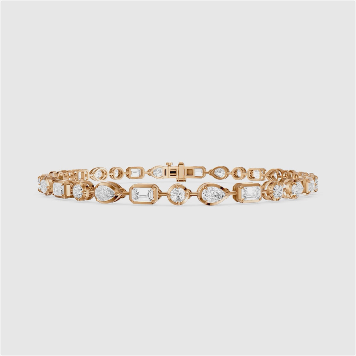 Load video: Ezra Pear, Emerald Cut and Round Lab Grown Diamond Tennis Bracelet