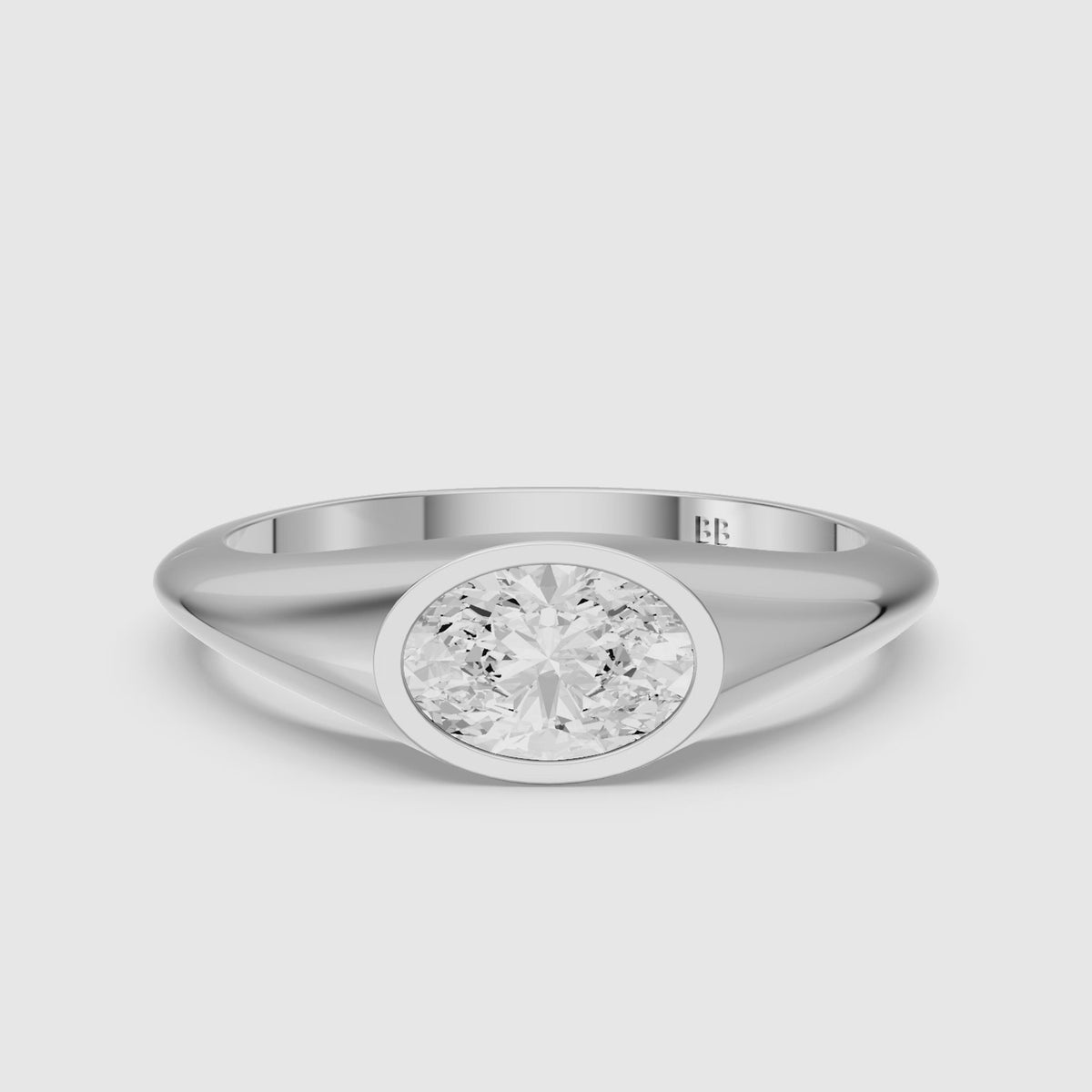 Load video: Lilo Oval Cut Lab Grown Diamond Bezel Solitaire Ring