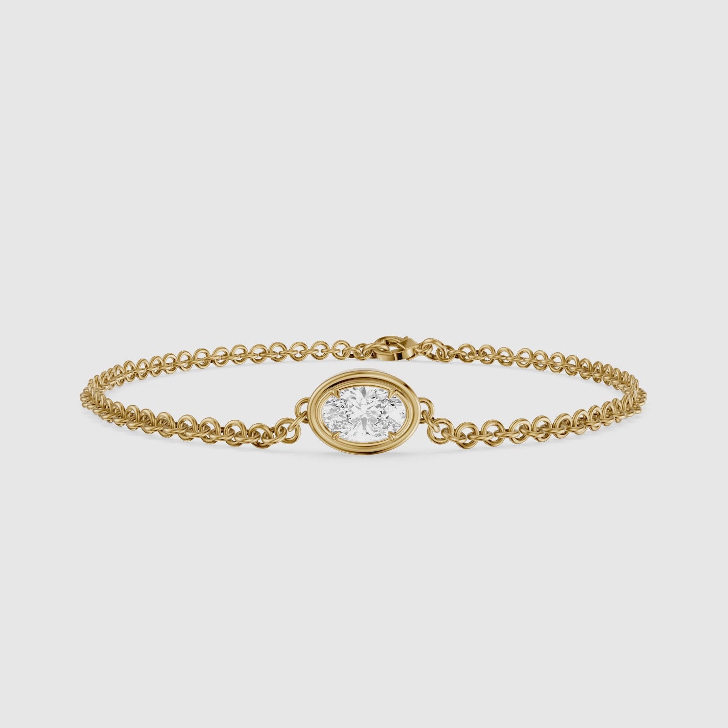 Load video: Katie Oval Lab Grown Diamond Solitaire Chain Bracelet