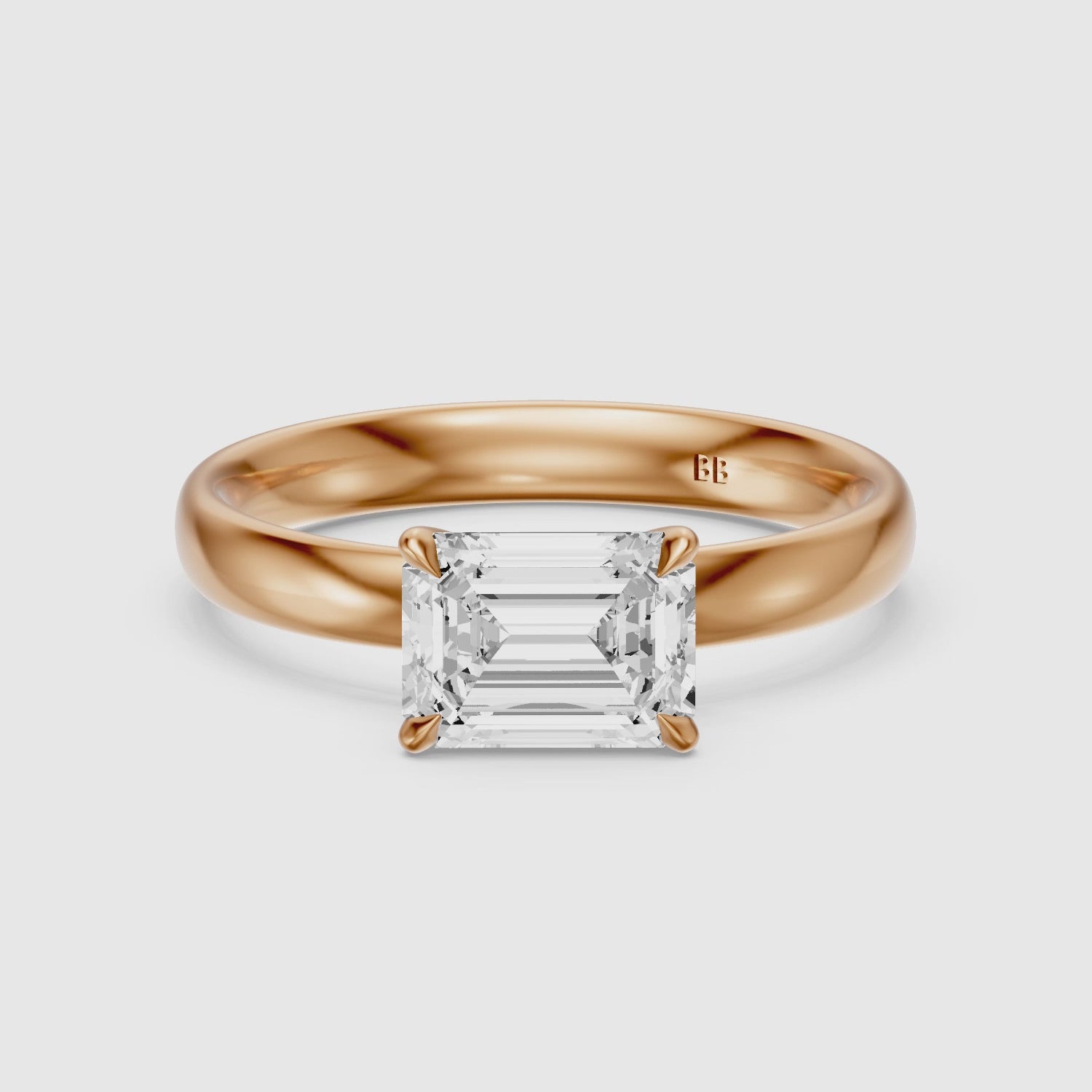 Load video: Blakely Emerald Cut East West Solitaire Lab Grown Diamond Ring