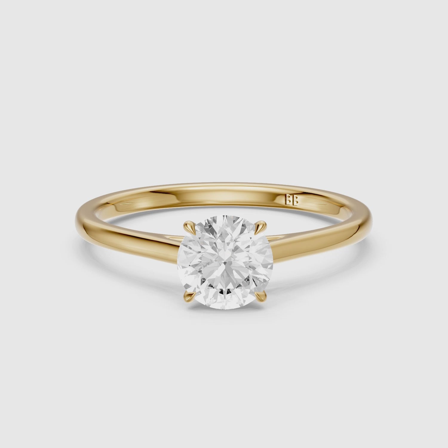 Load video: Aubrey 4 Prong Round Cut Solitaire Lab Grown Diamond Ring