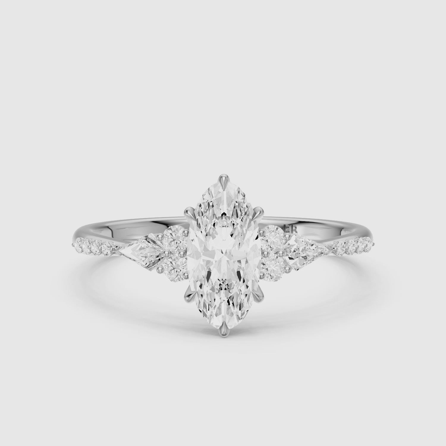 Load video: Esme Moval Lab Grown Diamond Cluster Ring with Kite Stones